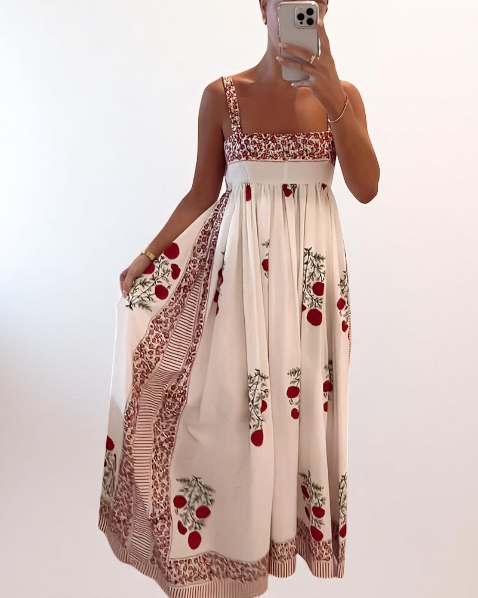 Domitila Boho-Sommerkleid mit Tomatenmuster