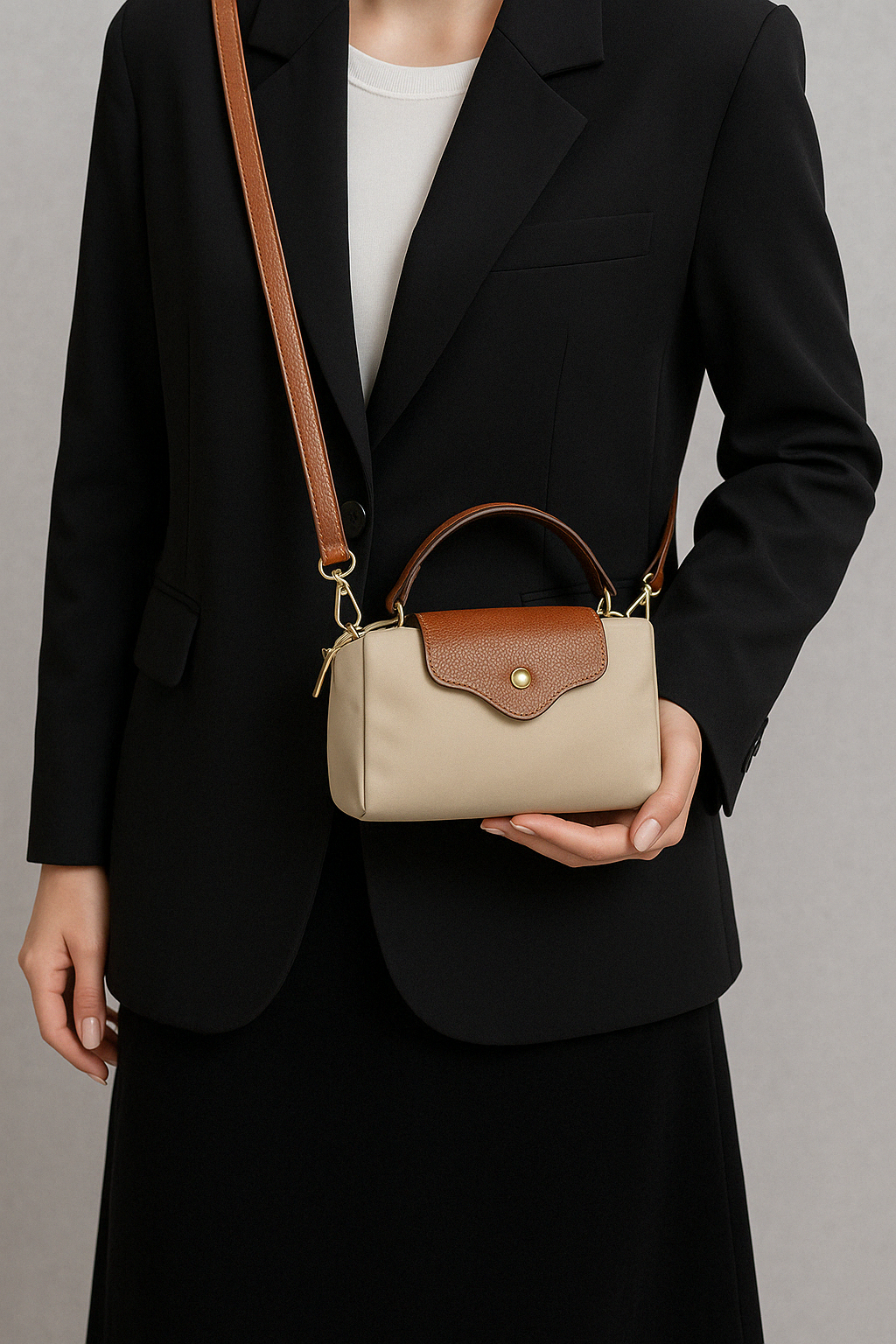 Mini Crossbody-Bag mit Kontrastklappe
