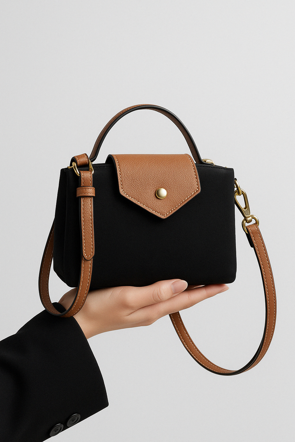Mini Crossbody-Bag mit Kontrastklappe
