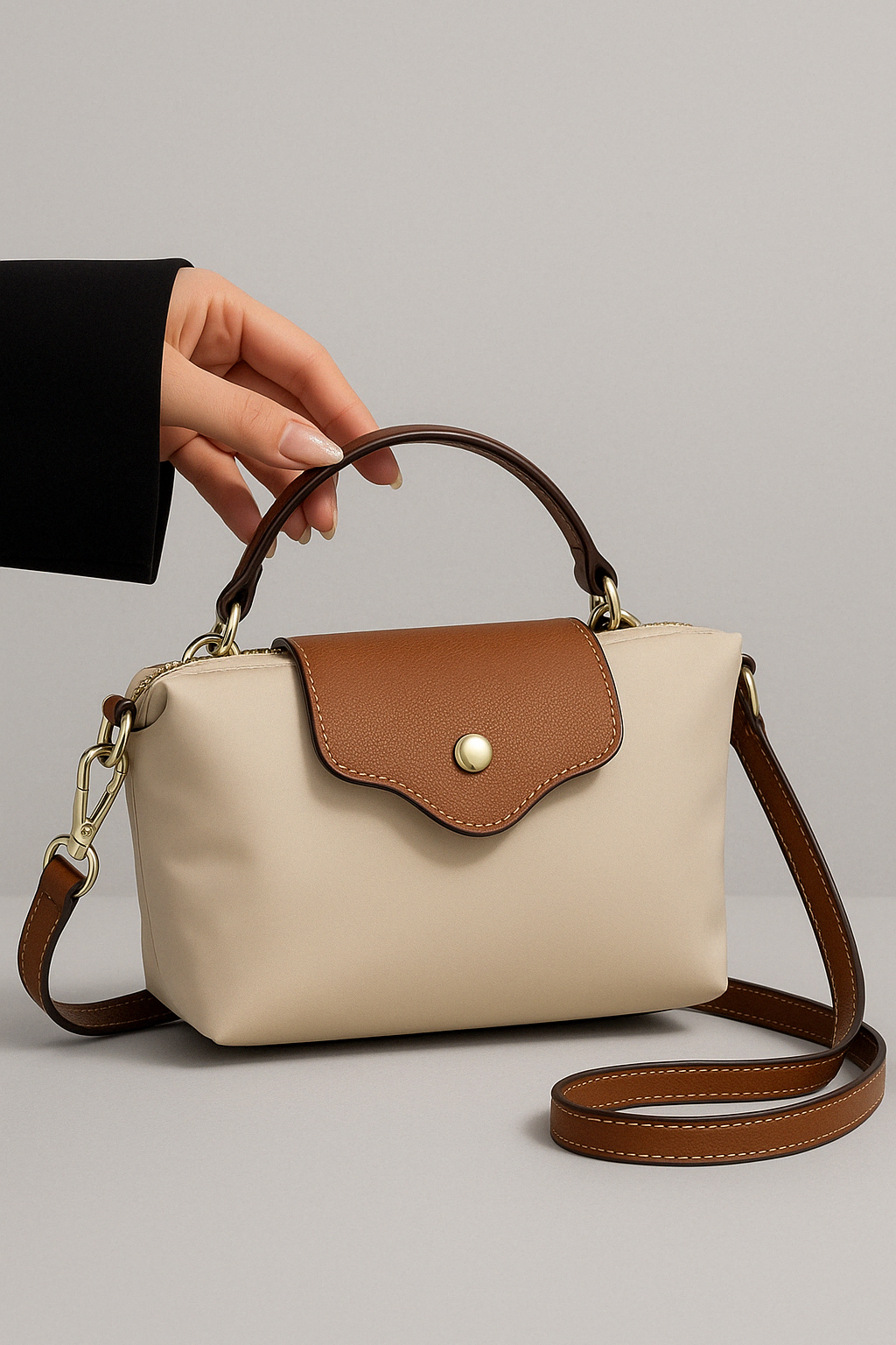 Mini Crossbody-Bag mit Kontrastklappe