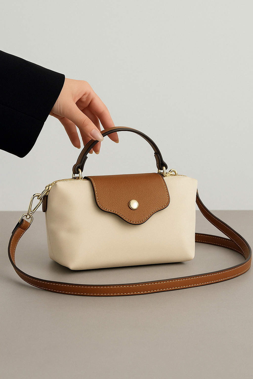 Mini Crossbody-Bag mit Kontrastklappe