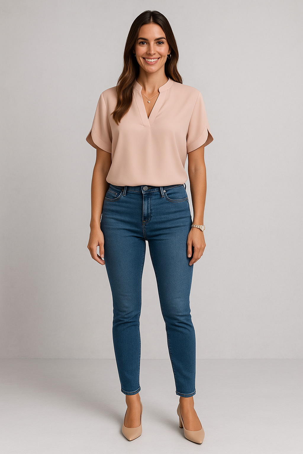Elegante V-Ausschnitt Bluse