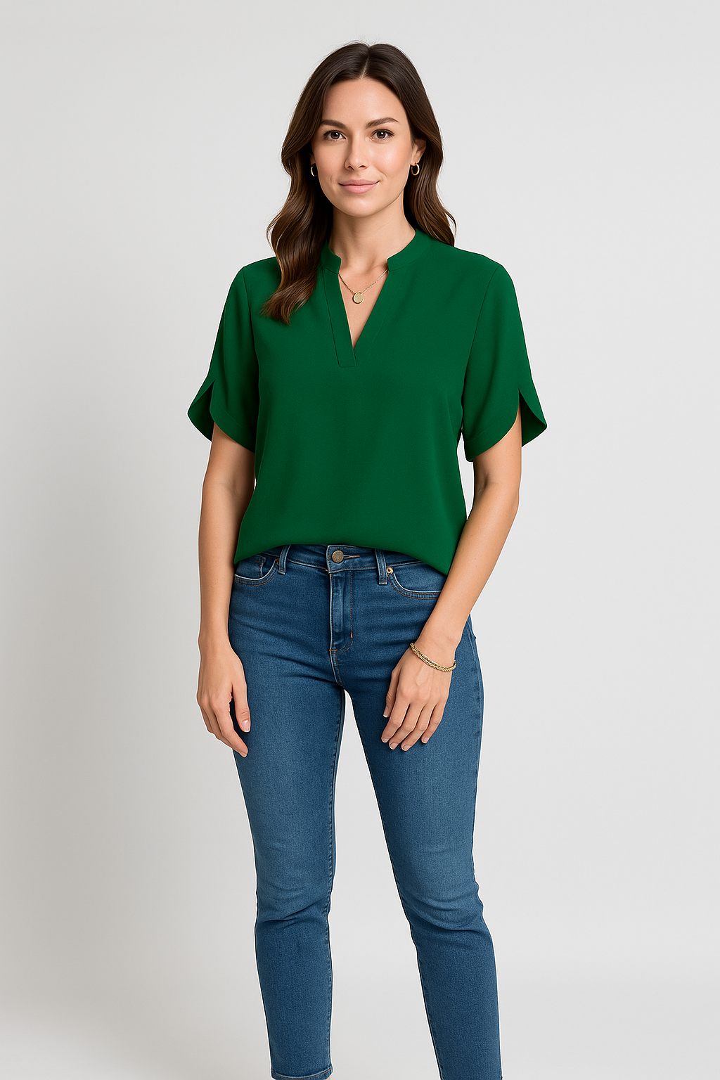 Elegante V-Ausschnitt Bluse