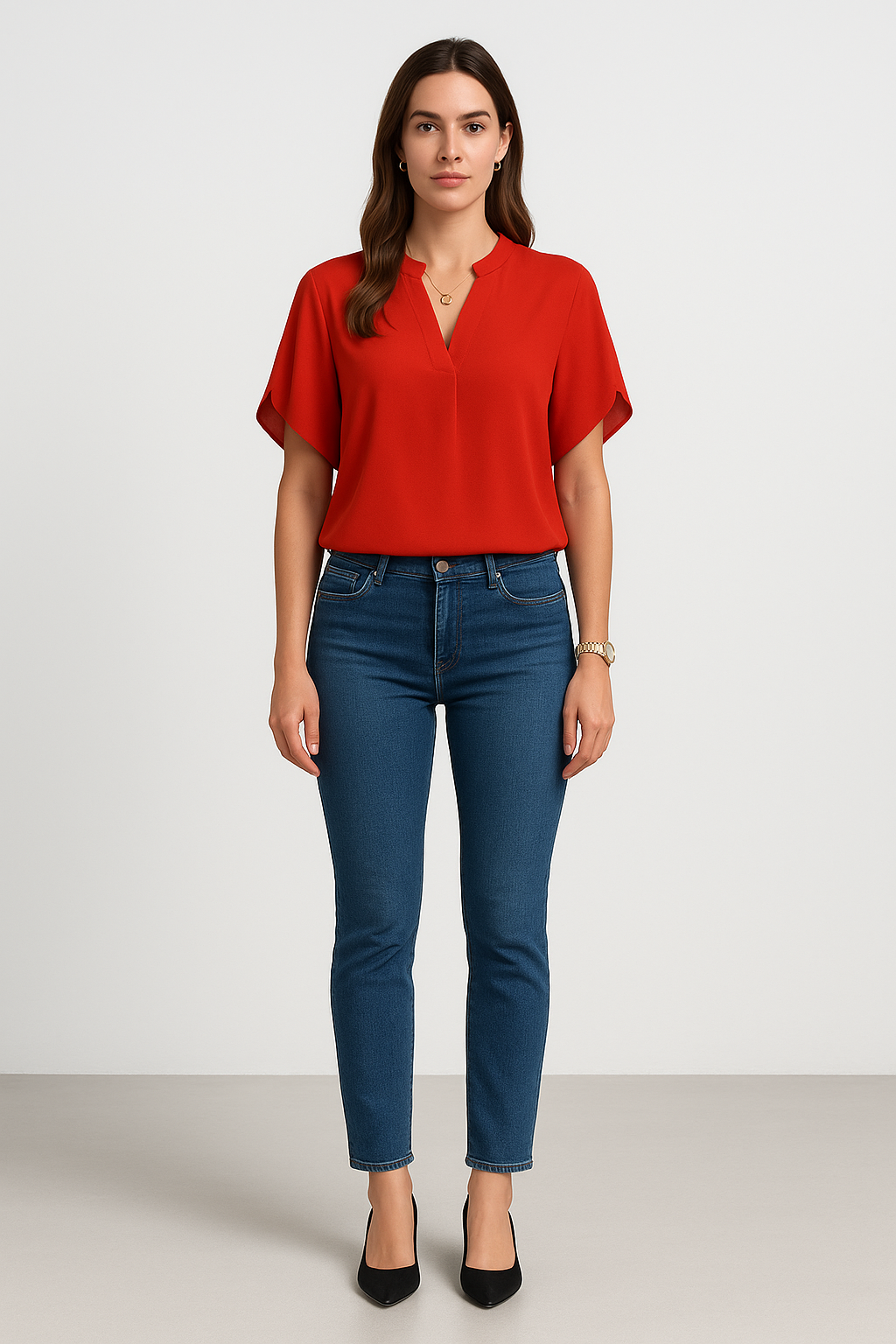 Elegante V-Ausschnitt Bluse
