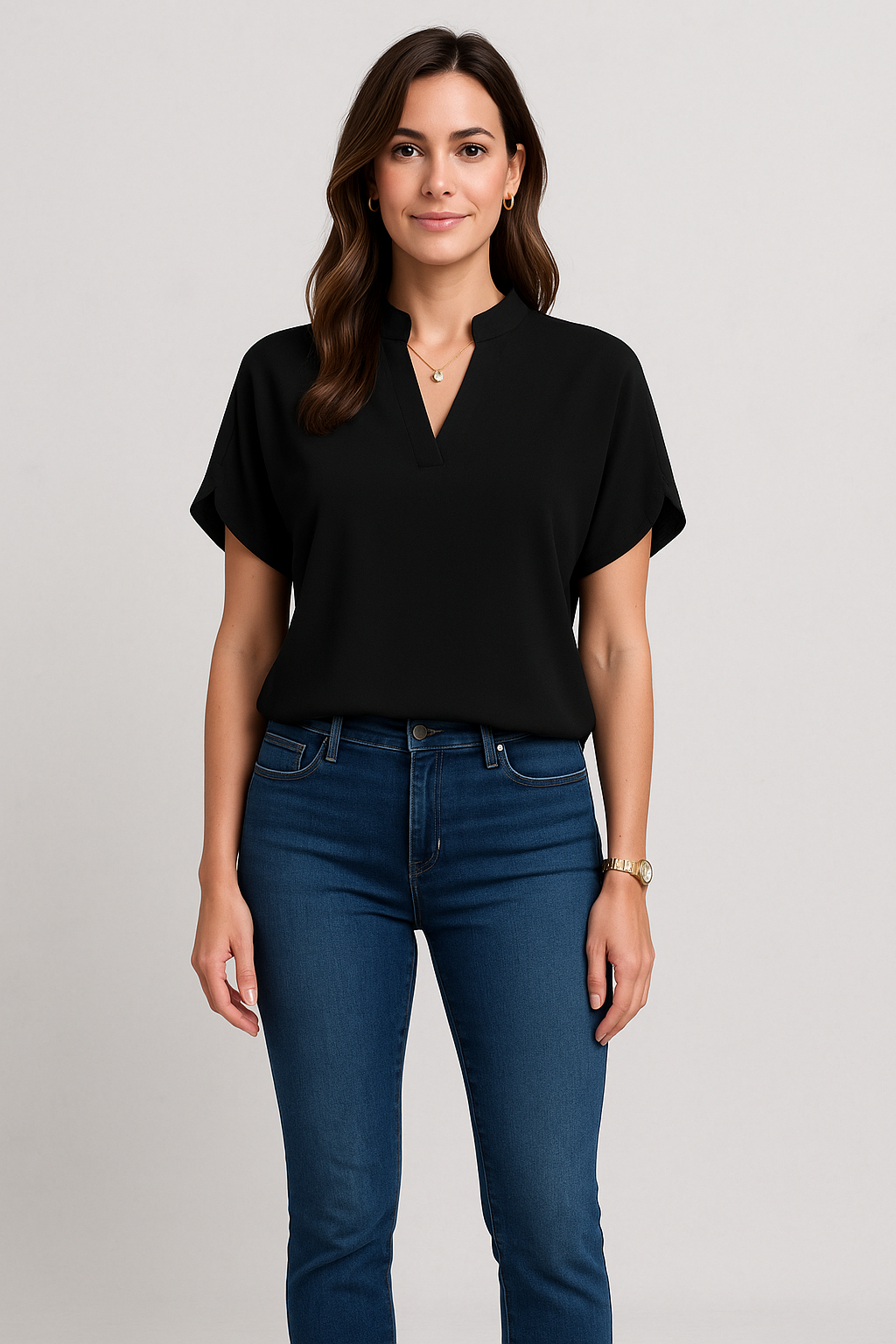 Elegante V-Ausschnitt Bluse