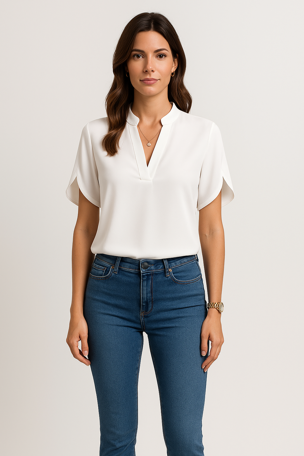 Elegante V-Ausschnitt Bluse