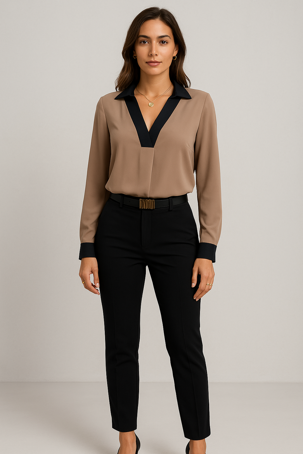 Kontrastkragen Bluse