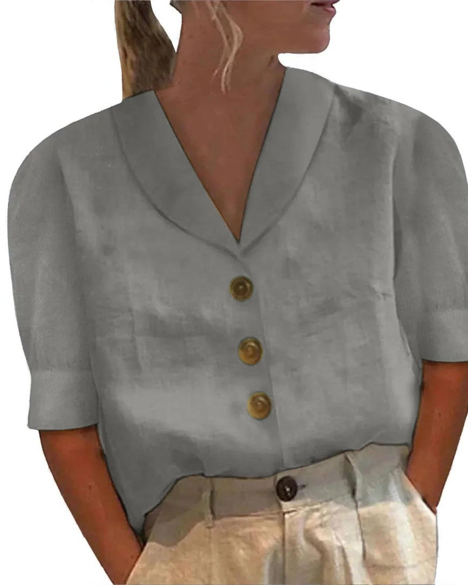 Oana Bluse aus Leinen mit Knöpfen