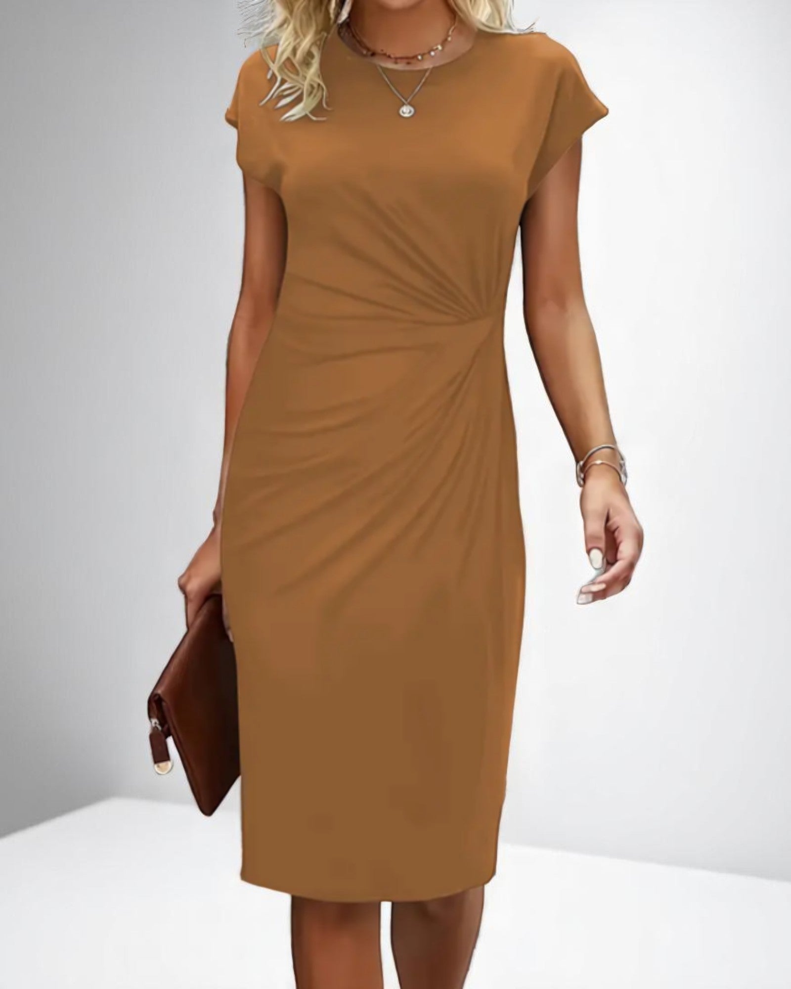Aurélia Elegantes Midi-Kleid mit kurzen Ärmeln