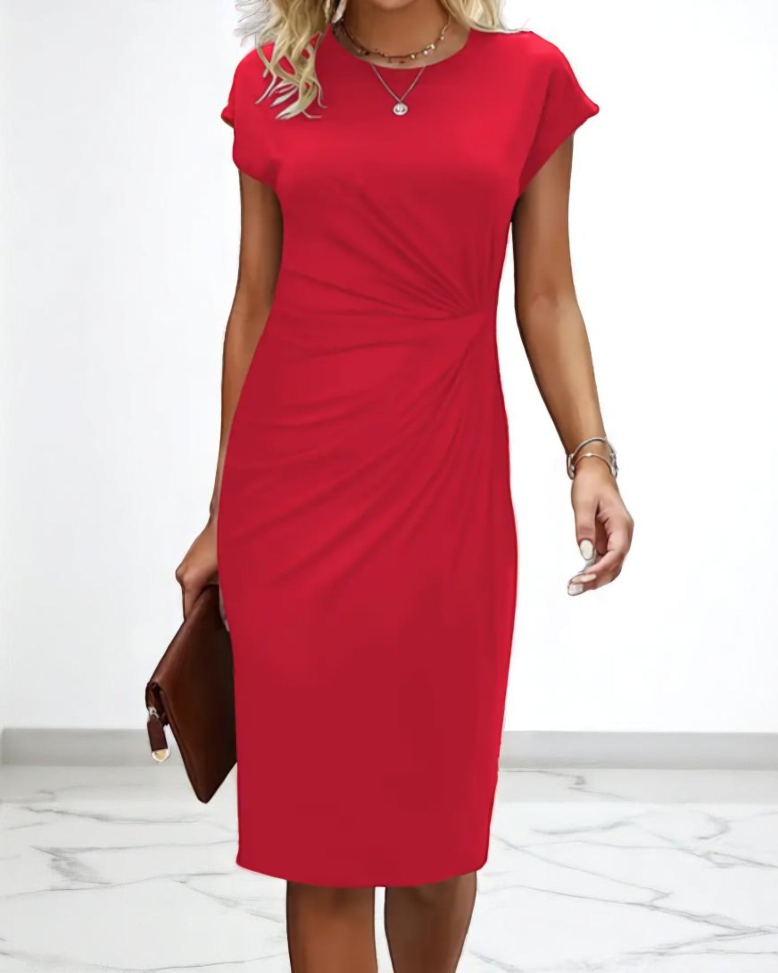 Aurélia Elegantes Midi-Kleid mit kurzen Ärmeln