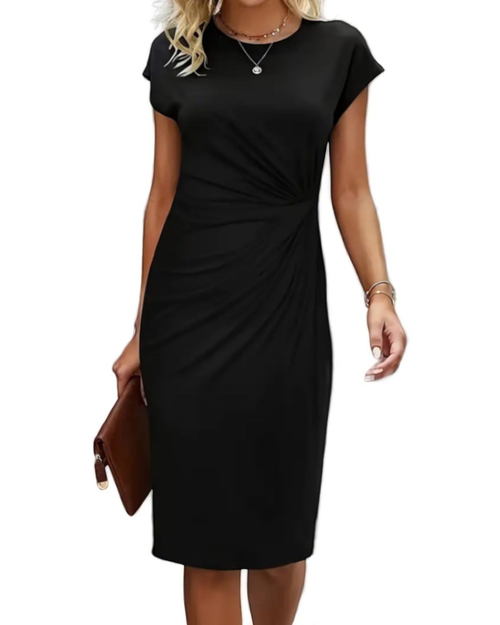 Aurélia Elegantes Midi-Kleid mit kurzen Ärmeln