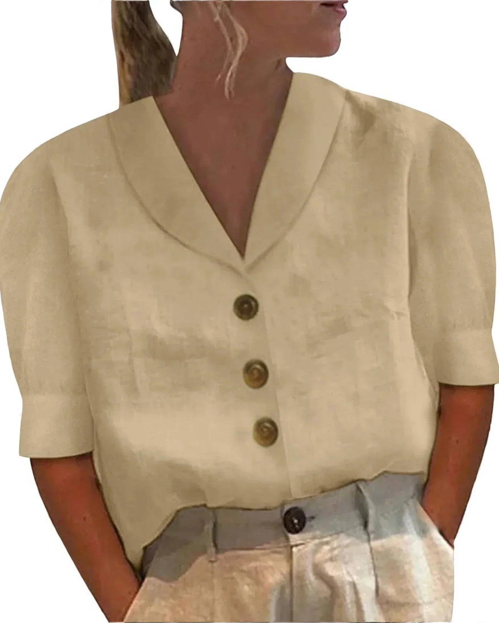Oana Bluse aus Leinen mit Knöpfen