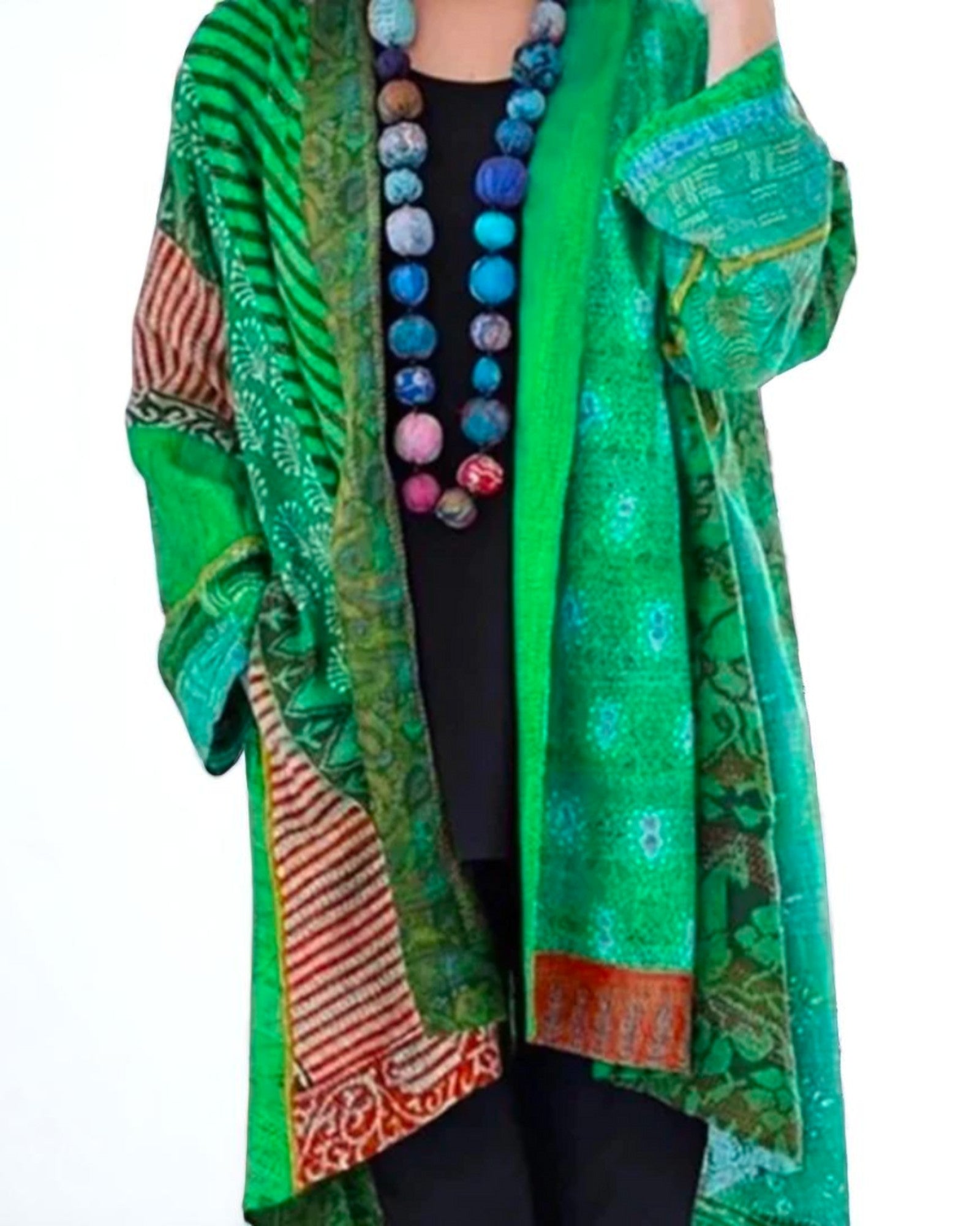 Elina Kimono-Jacke mit Boho-Patchwork-Druck