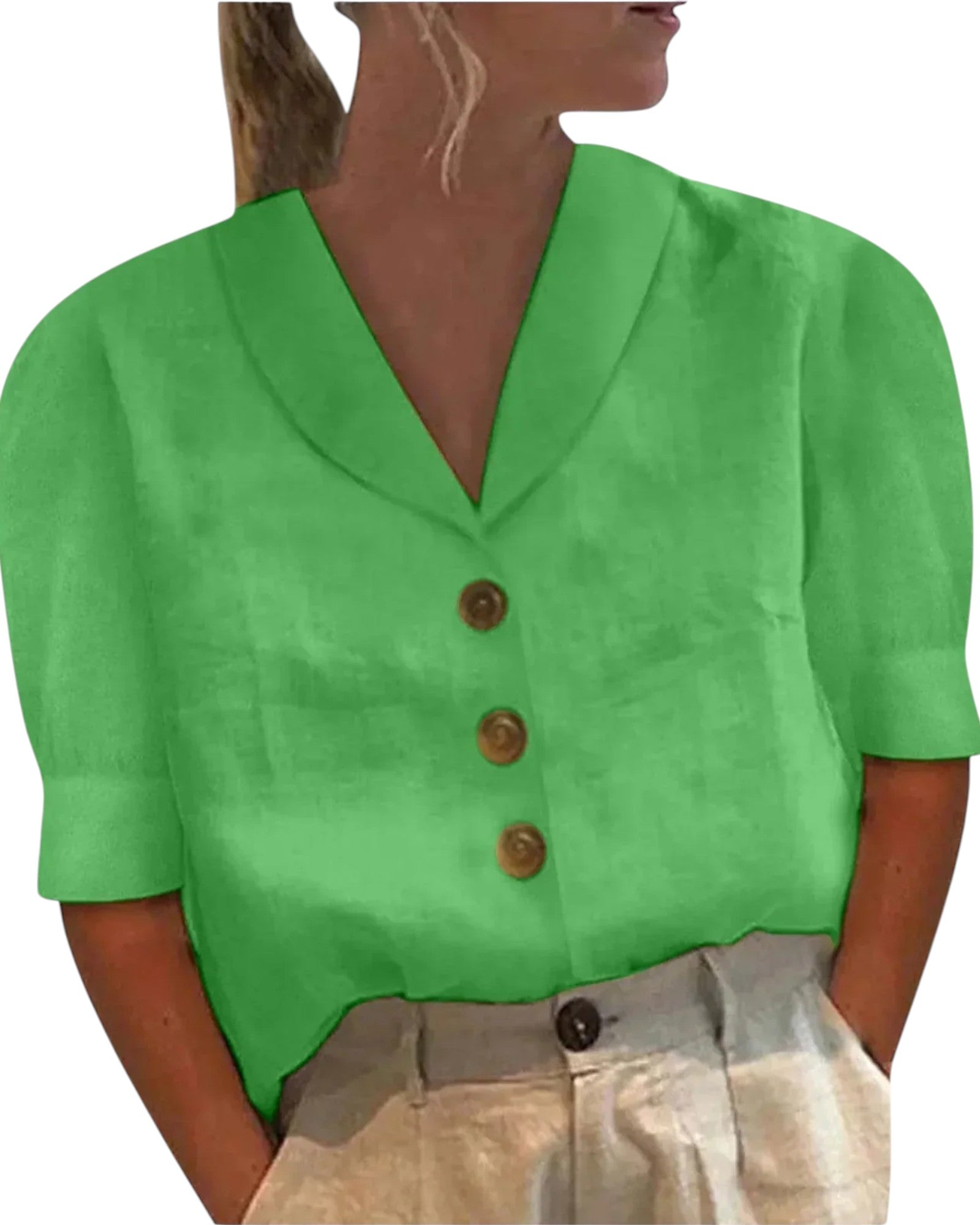 Oana Bluse aus Leinen mit Knöpfen