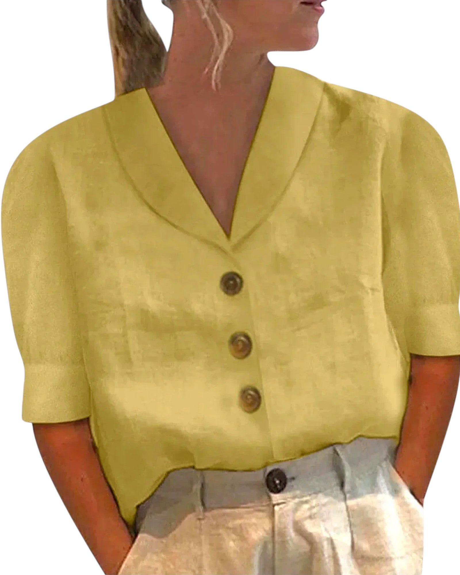 Oana Bluse aus Leinen mit Knöpfen