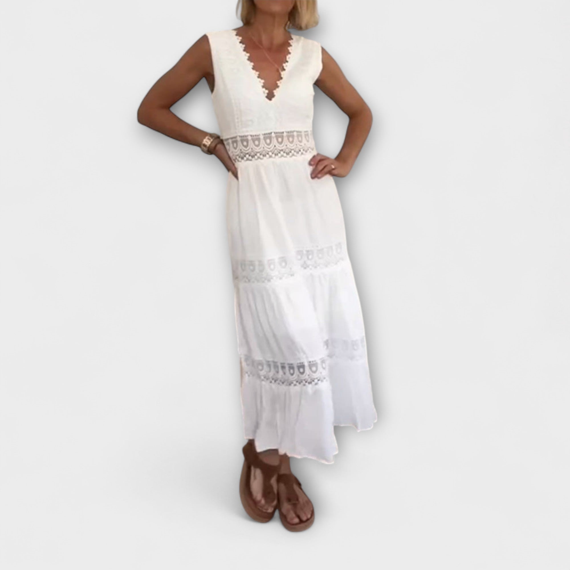 Daria-Elena Boho-Kleid aus weißer Spitze