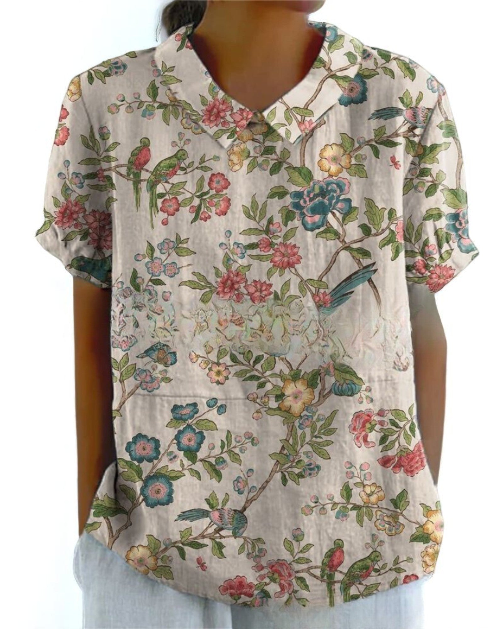 Lavinia Vintage-Bluse mit floralem Muster