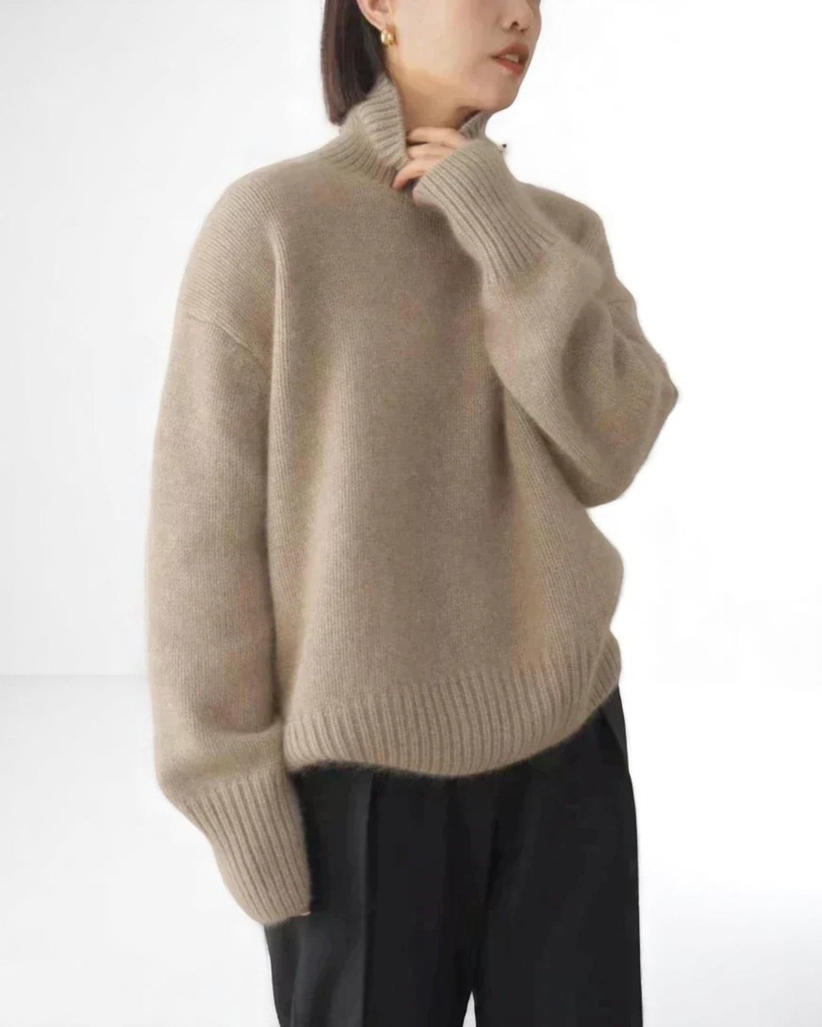 Constanta Übergroßer Cashmere-Pullover mit Stehkragen