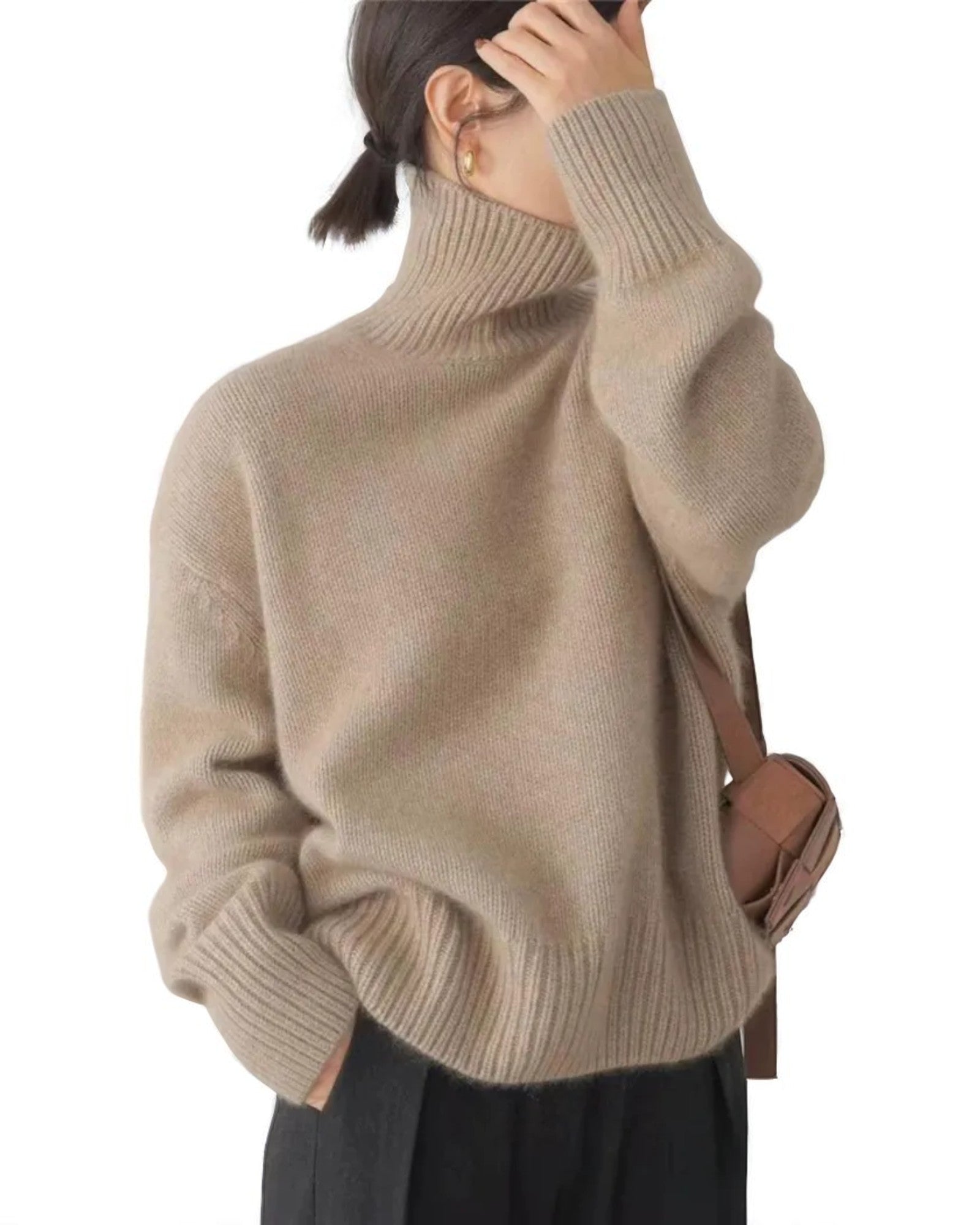 Constanta Übergroßer Cashmere-Pullover mit Stehkragen