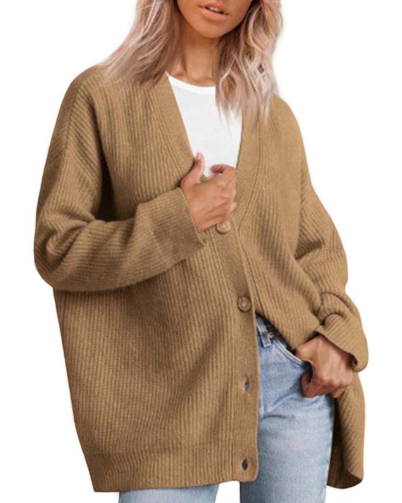 Liana Oversized Strick-Cardigan mit Knöpfen