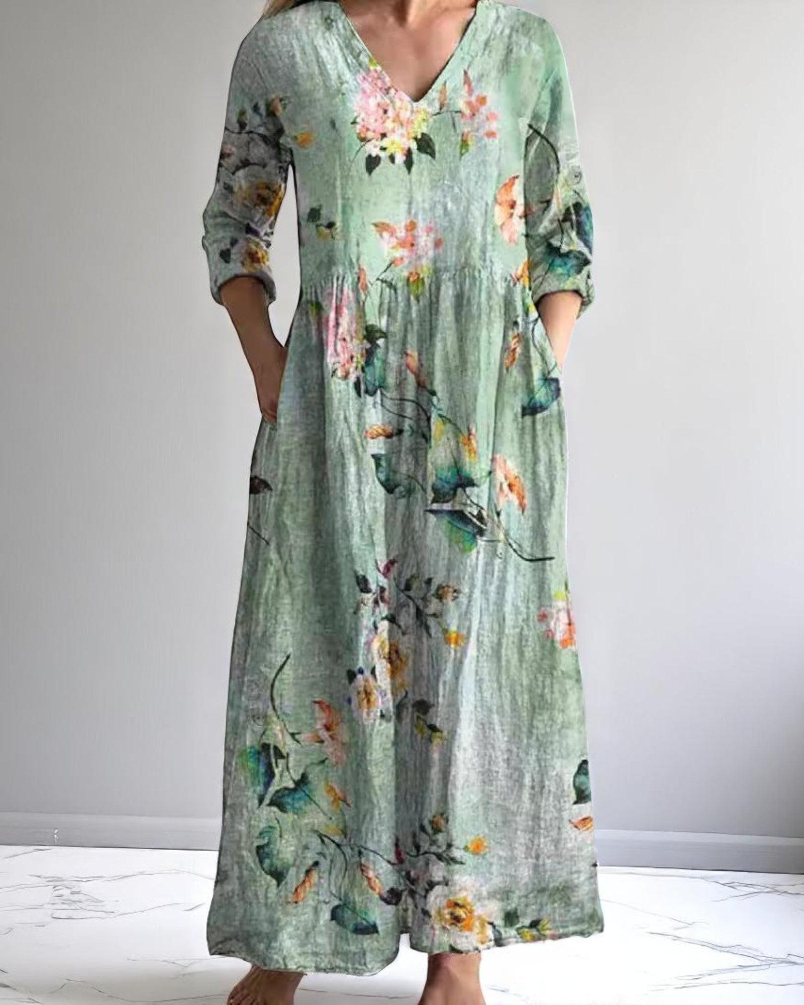 Bathina Maxikleid mit boho Blumenmuster