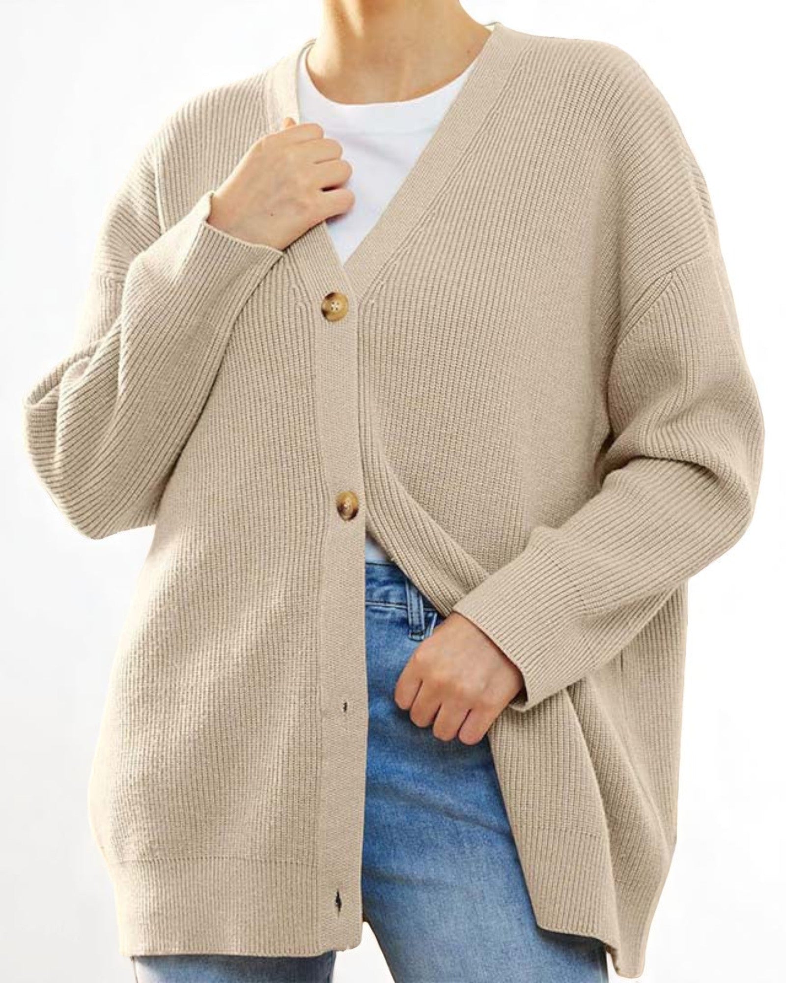 Liana Oversized Strick-Cardigan mit Knöpfen