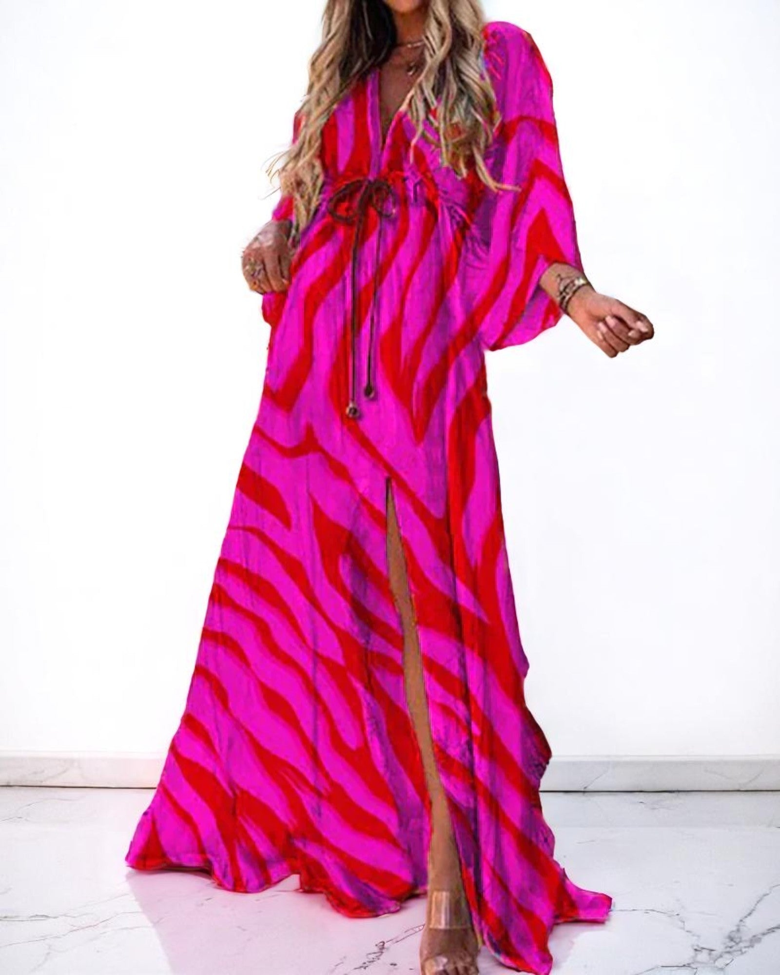 Meila Maxi-Boho-Chic-Kleid mit buntem Retro-Druck