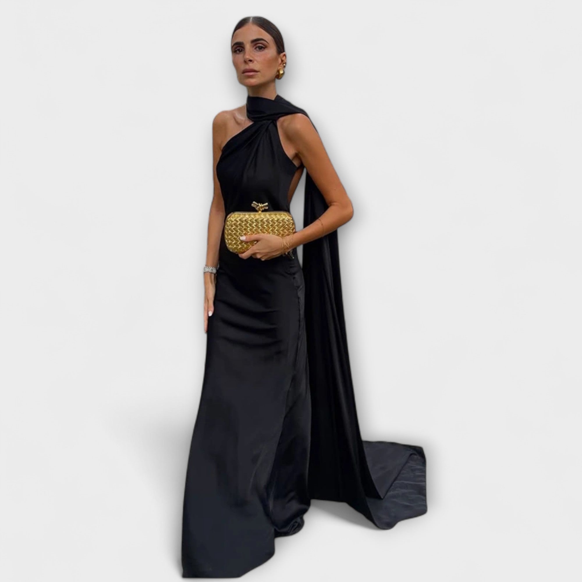 Elya elegantes Kleid mit Schulterträger und satinierter Verarbeitung