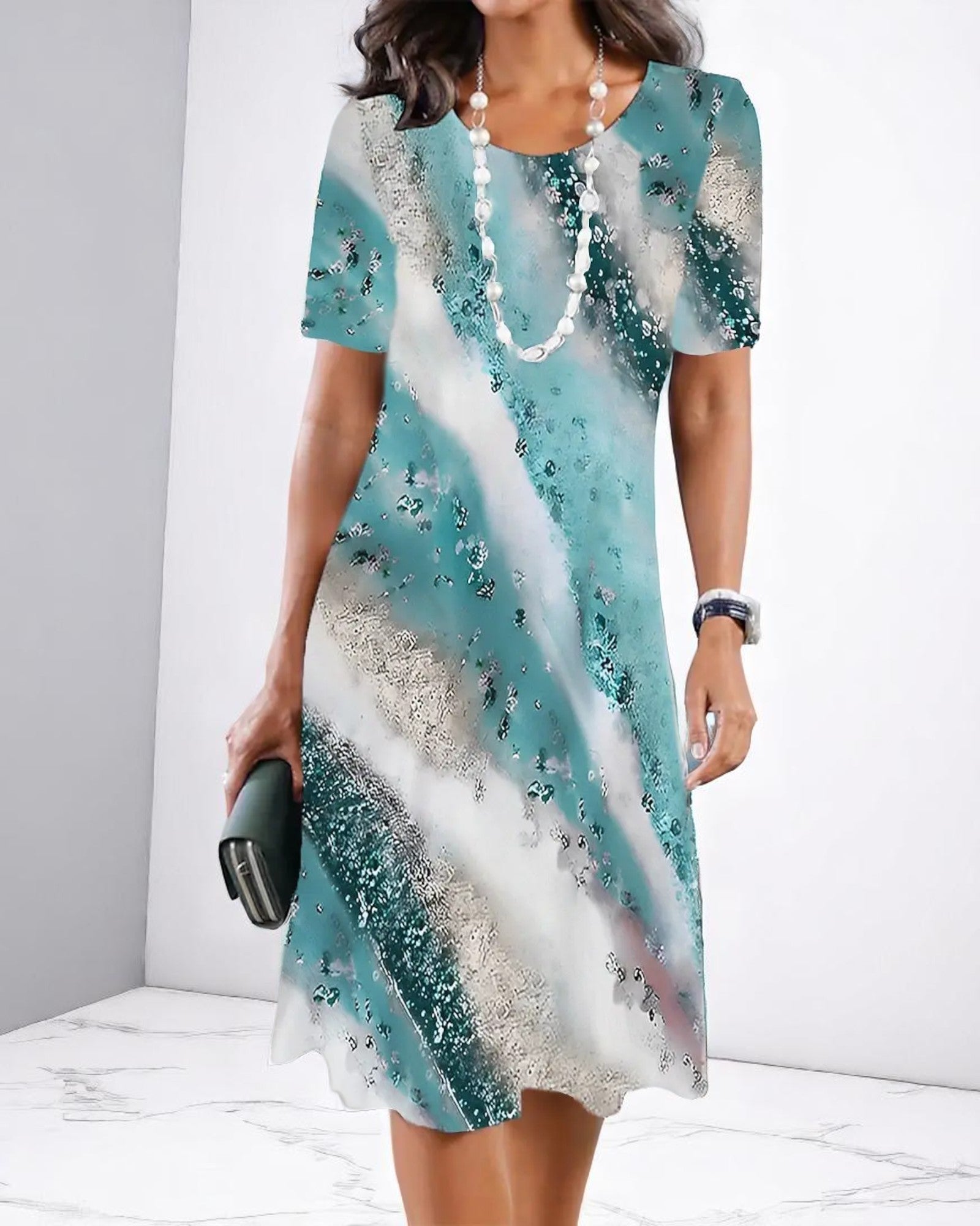 Topazia Midi-Sommerkleid mit grafischem Druck
