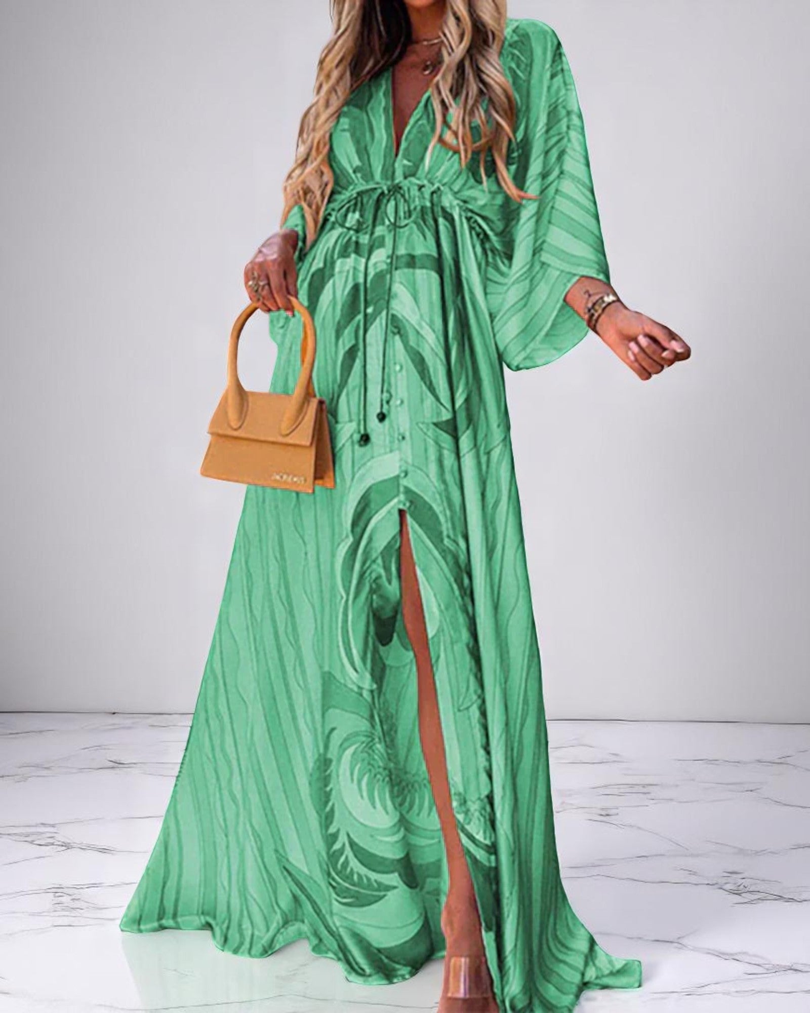 Meila Maxi-Boho-Chic-Kleid mit buntem Retro-Druck