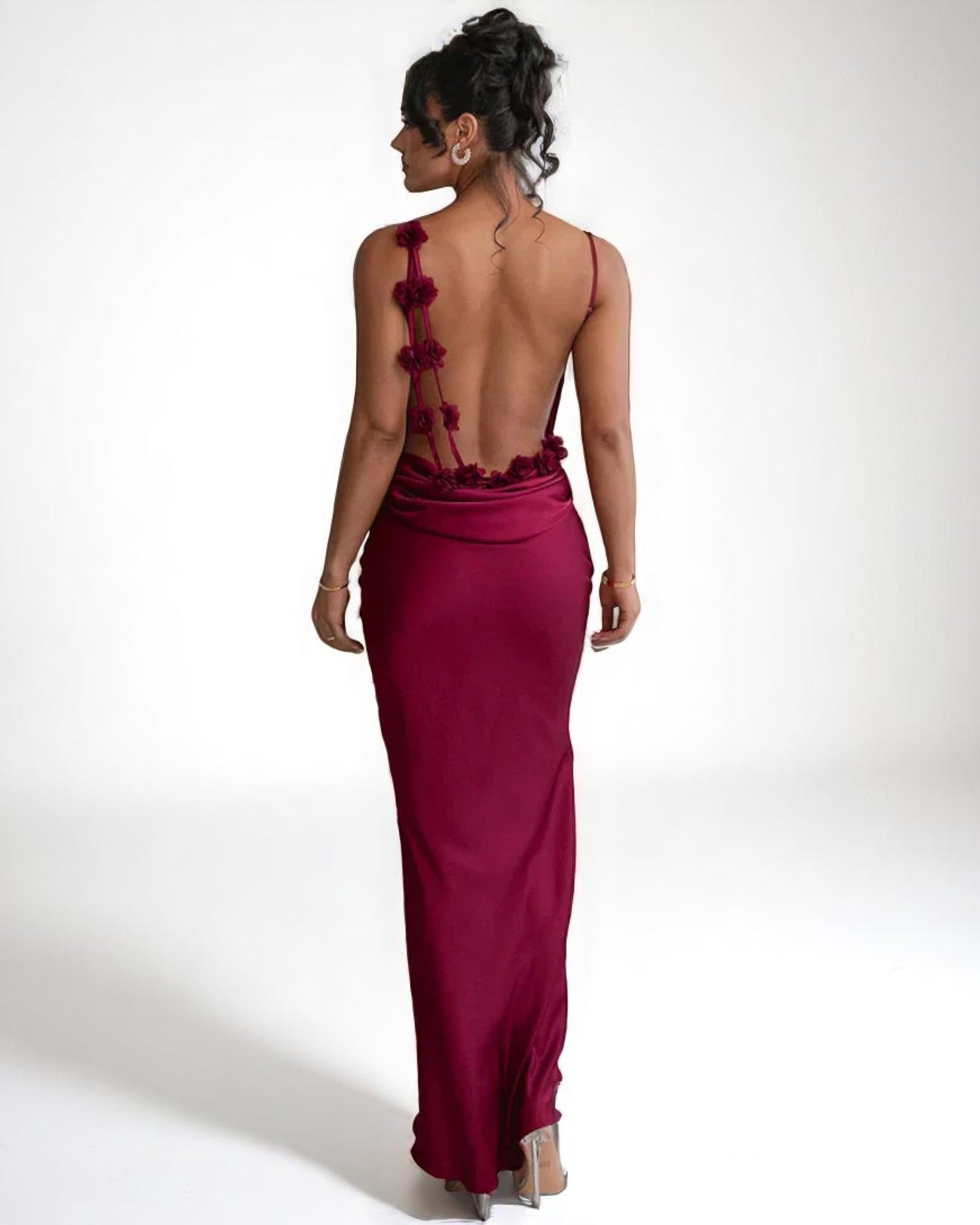Mihaela Maxikleid aus Satin mit floralem Druck