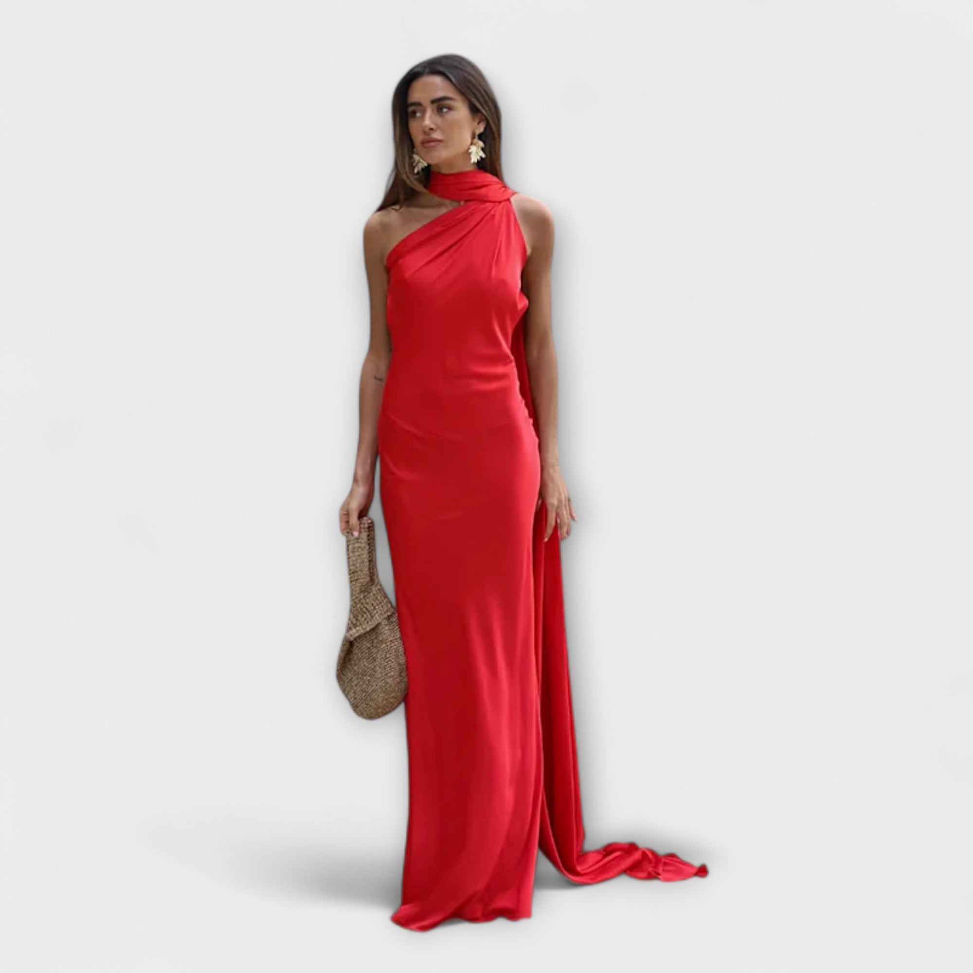 Elya elegantes Kleid mit Schulterträger und satinierter Verarbeitung