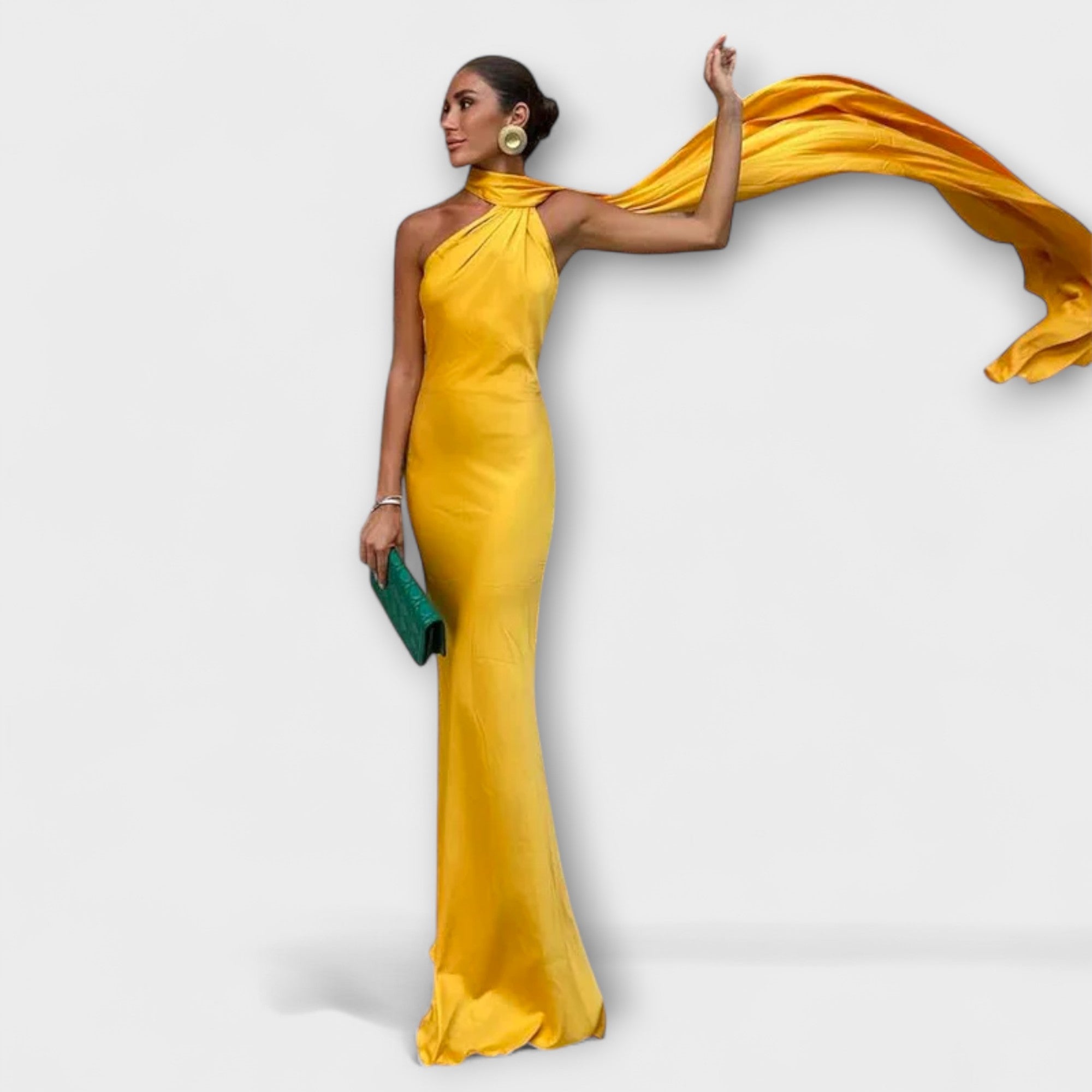 Elya elegantes Kleid mit Schulterträger und satinierter Verarbeitung