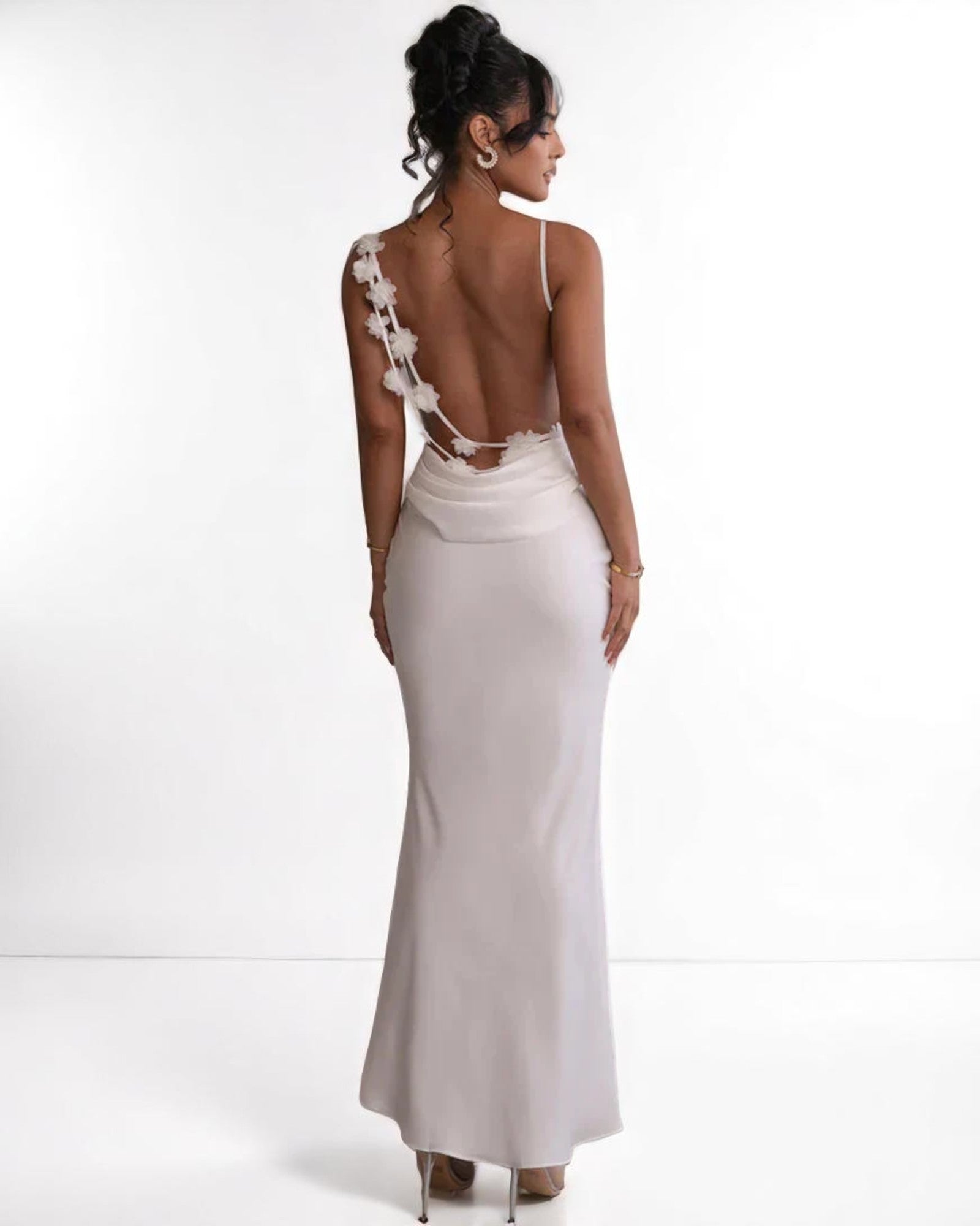 Mihaela Maxikleid aus Satin mit floralem Druck