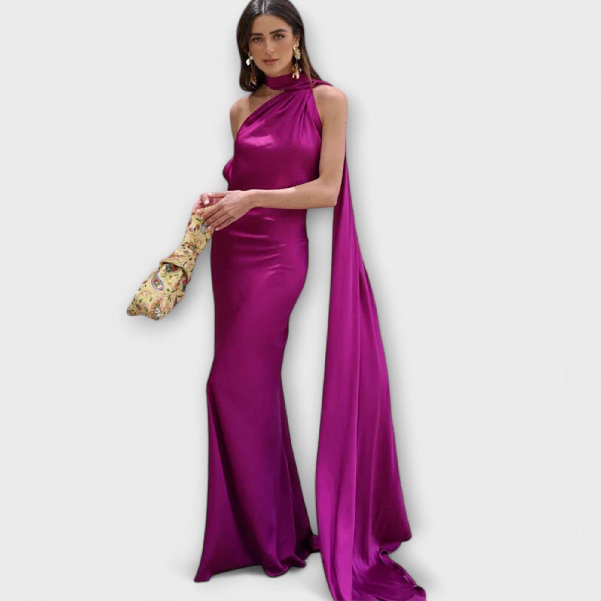 Elya elegantes Kleid mit Schulterträger und satinierter Verarbeitung