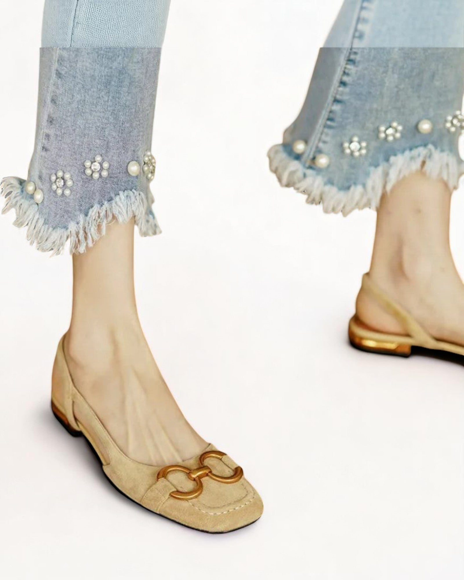 Serafina Elegante Mokassins mit Slingback und goldenen Details
