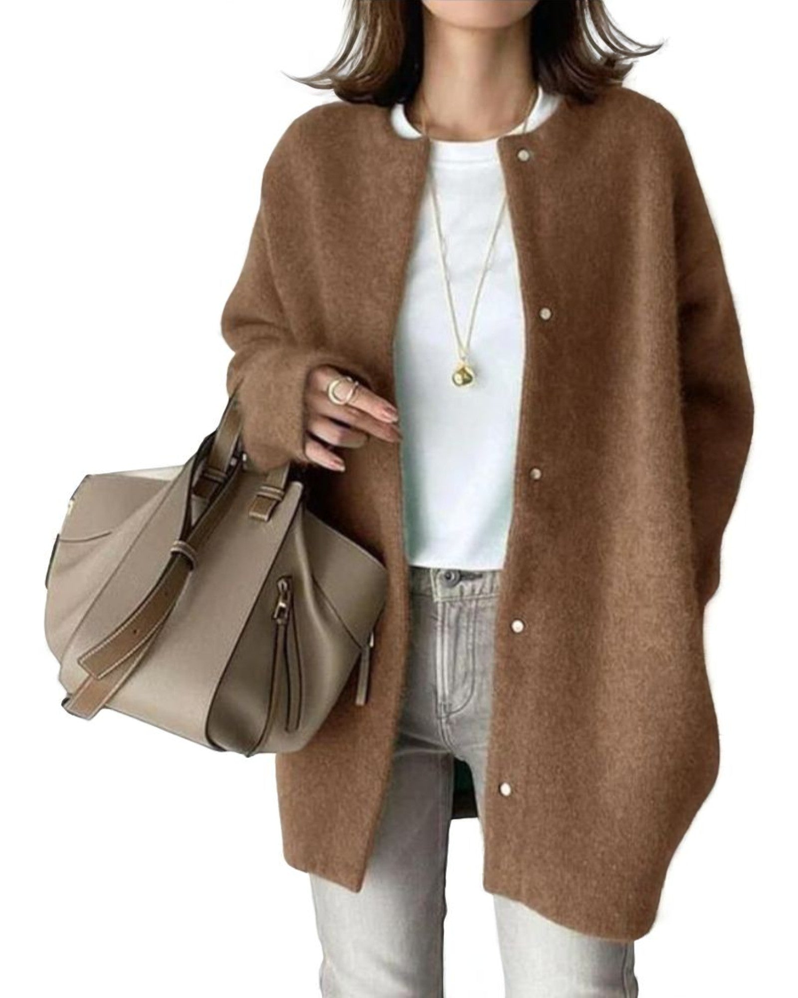 Ortansa Eleganter Strick-Cardigan mit minimalistischen Knöpfen