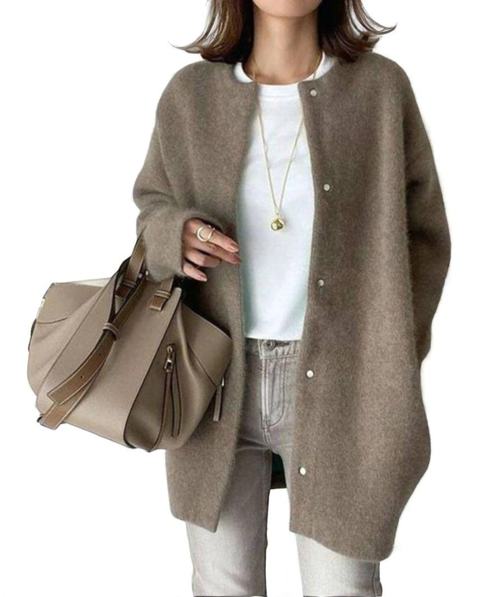 Ortansa Eleganter Strick-Cardigan mit minimalistischen Knöpfen