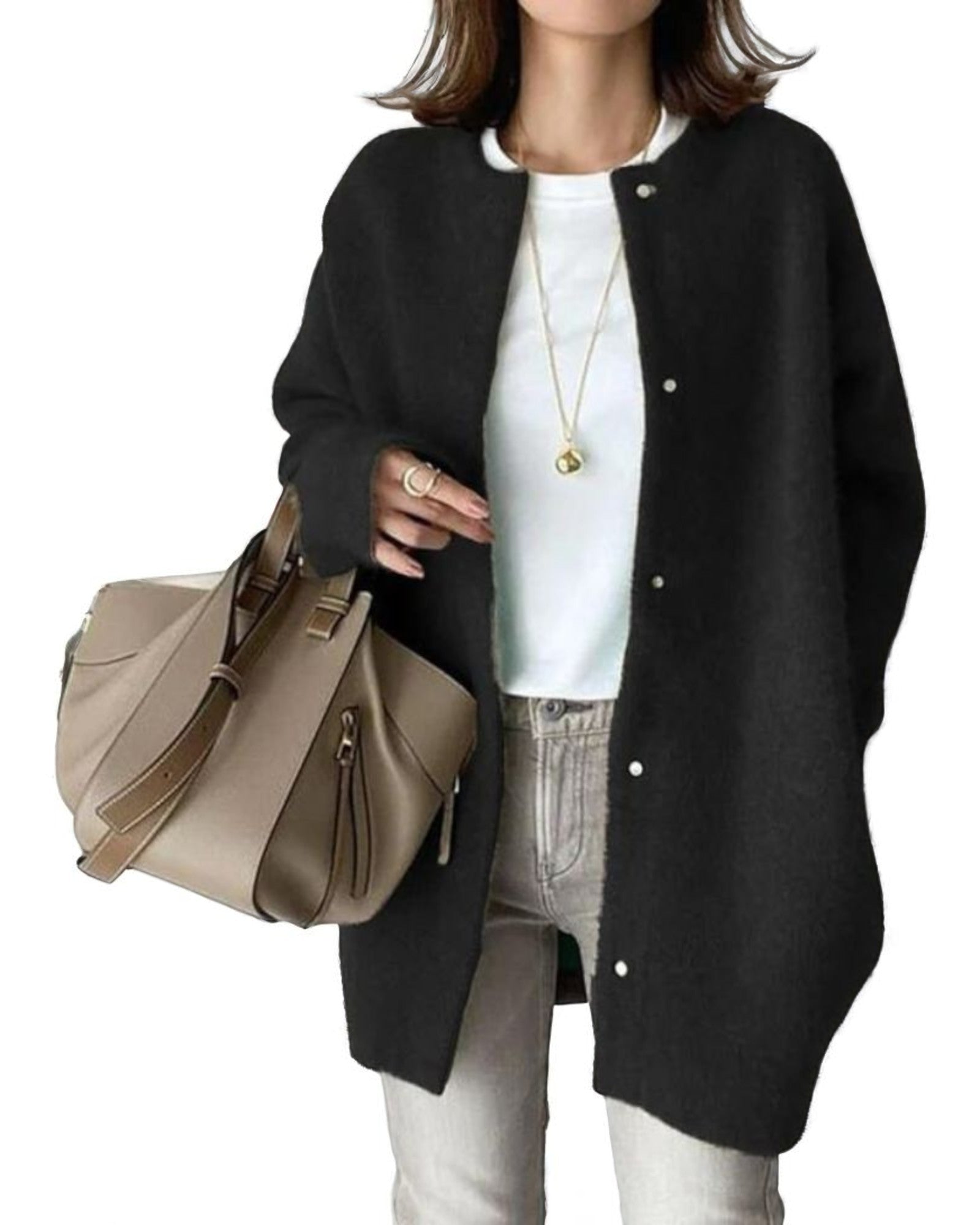 Ortansa Eleganter Strick-Cardigan mit minimalistischen Knöpfen