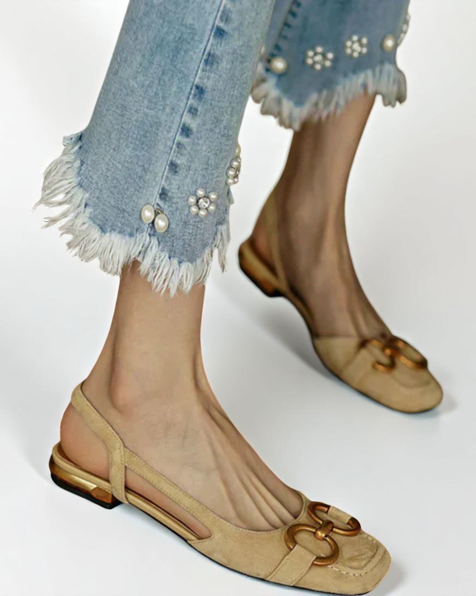 Serafina Elegante Mokassins mit Slingback und goldenen Details