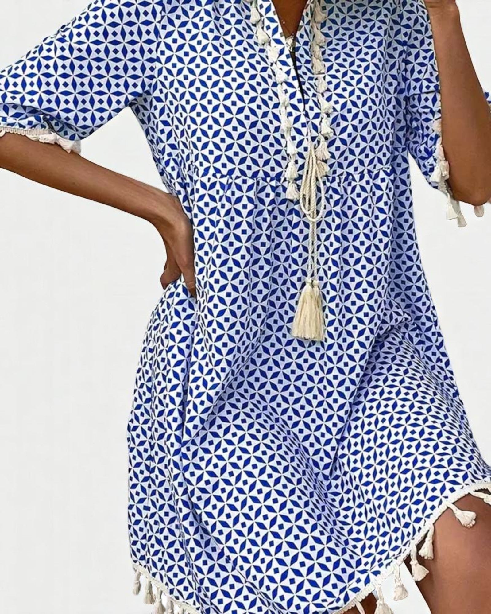 Olivia Leichte Sommerkleid im Boho-Stil mit geometrischem Muster