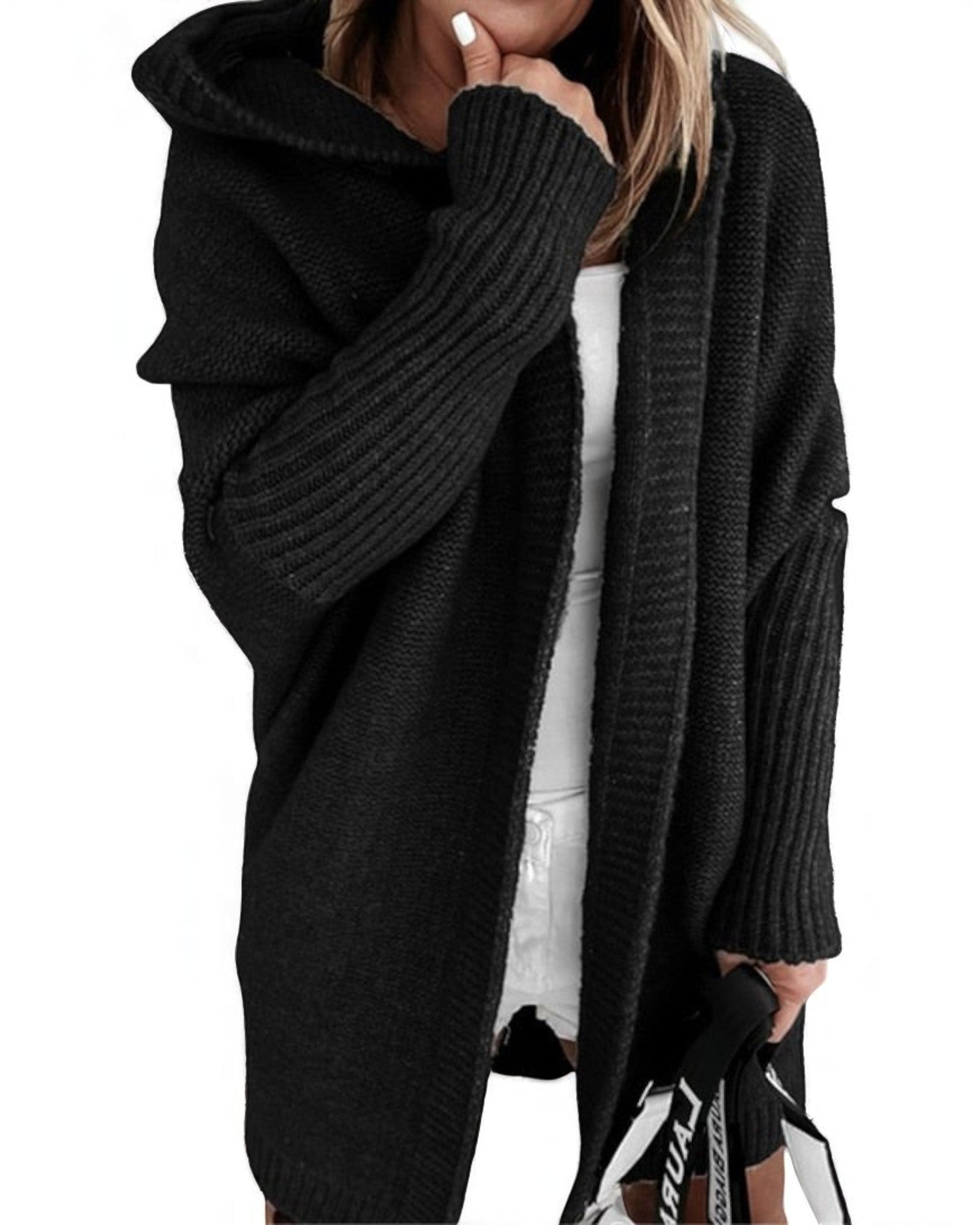 Mirela Oversized Strickcardigan mit Kapuze