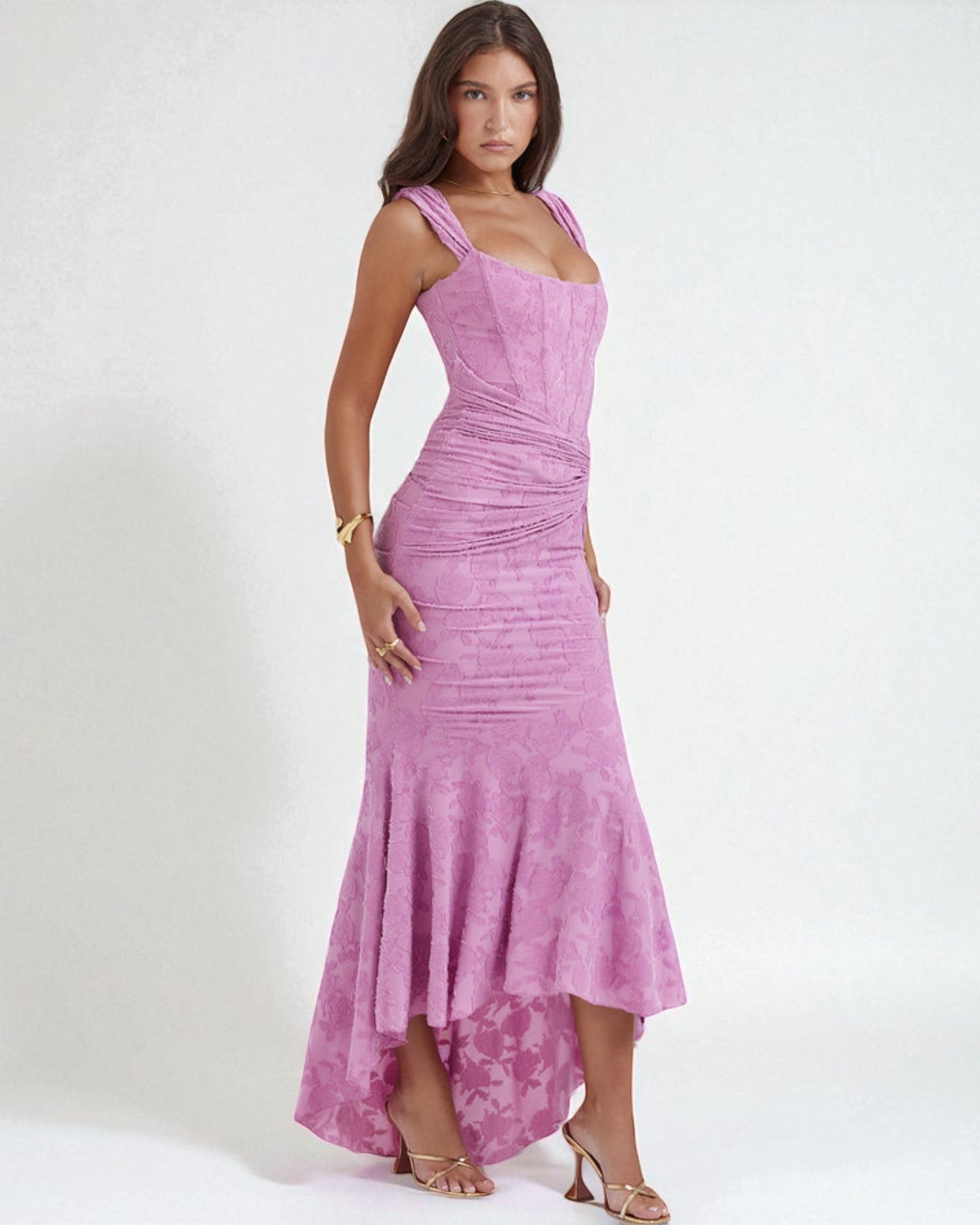 Celestina Elegantes Midikleid mit Korsett und floralem Design