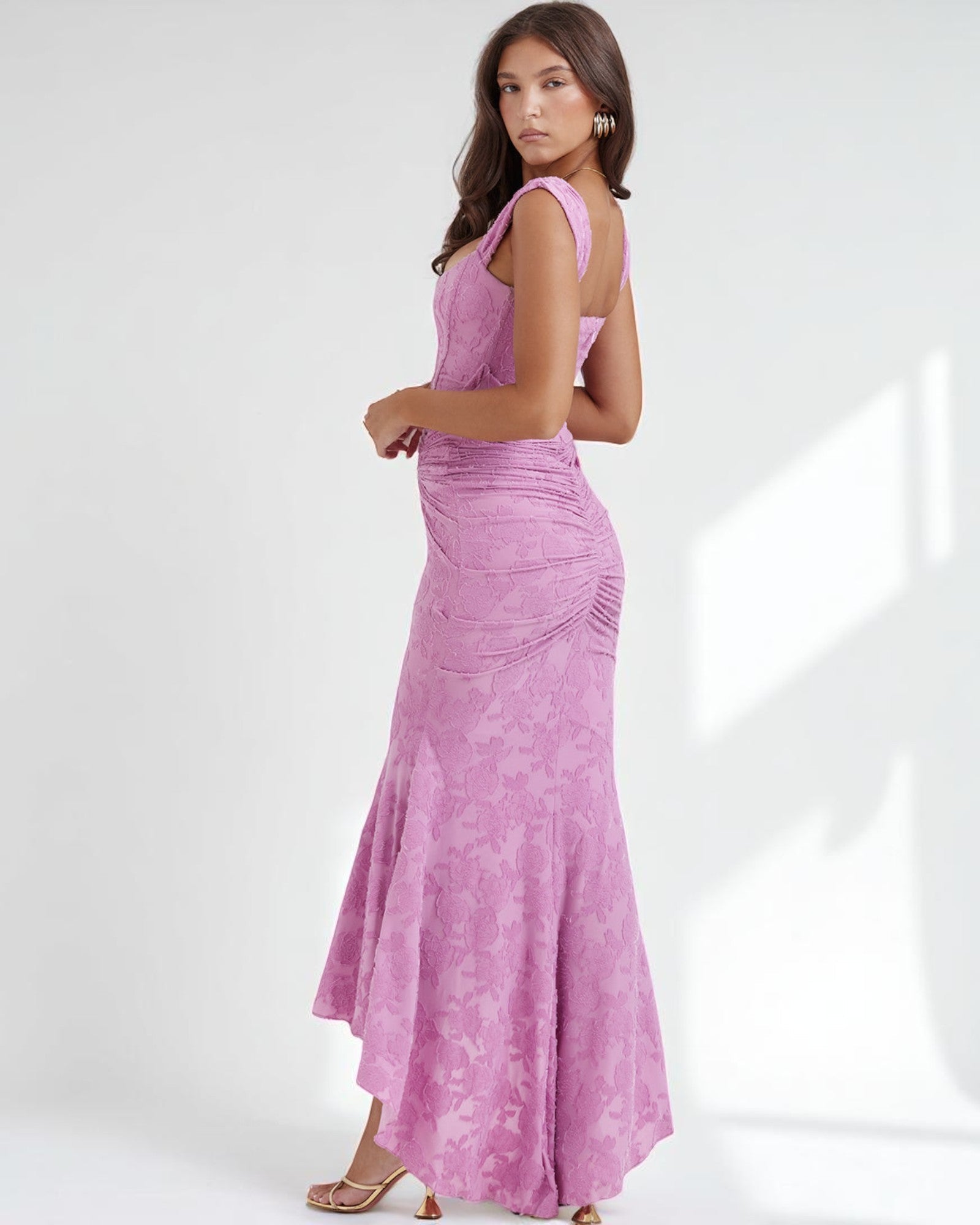 Celestina Elegantes Midikleid mit Korsett und floralem Design