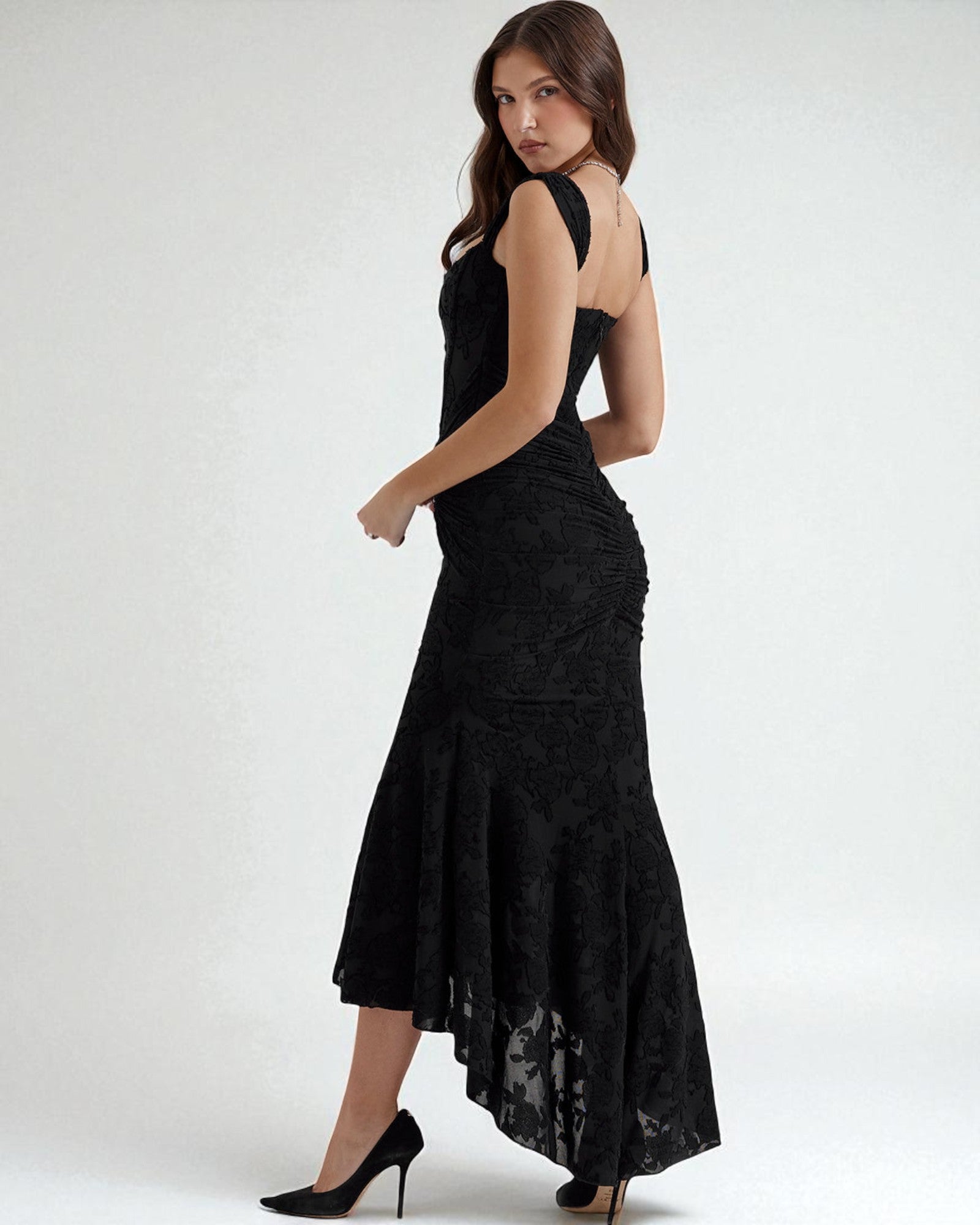 Celestina Elegantes Midikleid mit Korsett und floralem Design