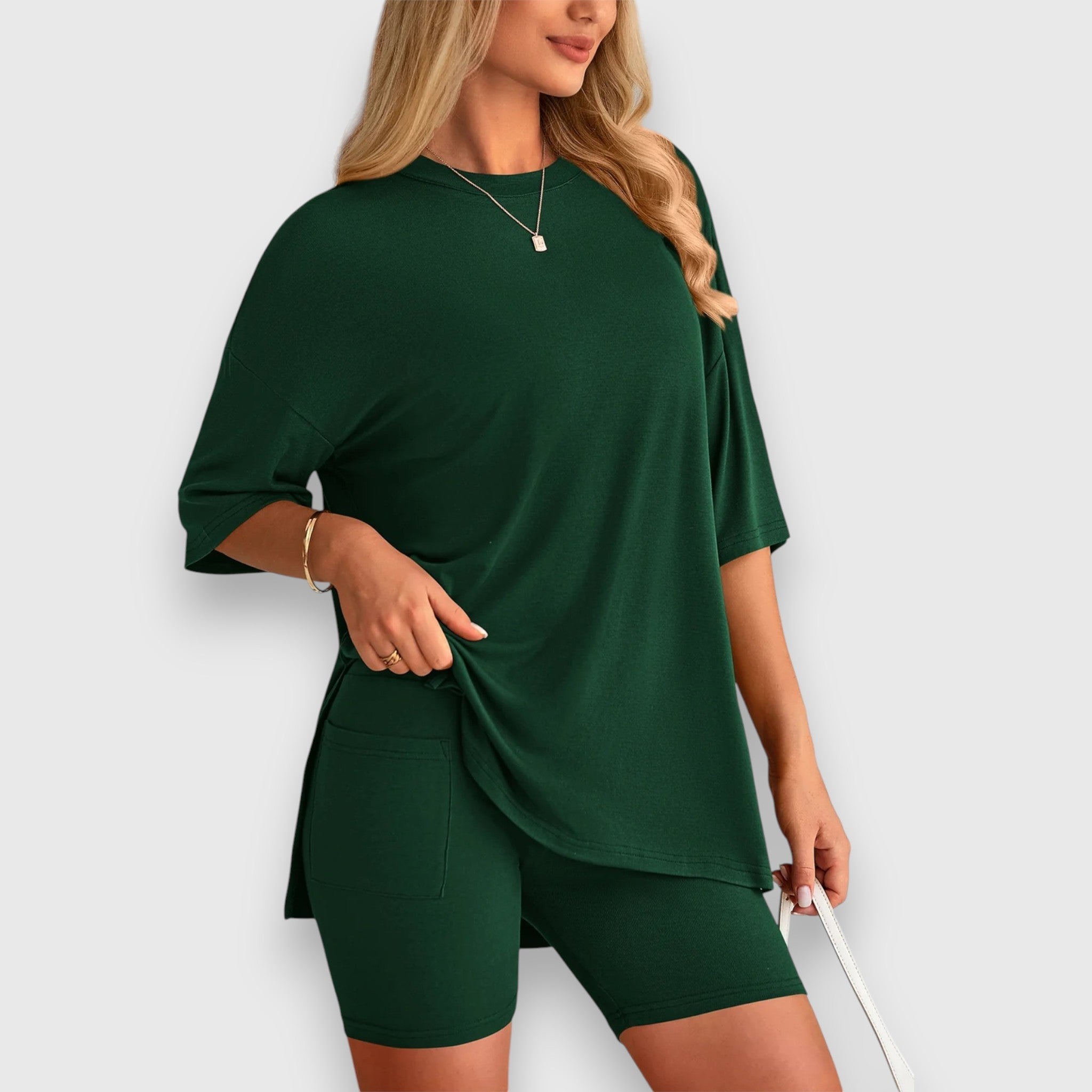 Sira Zweiteiliger Oversized T-Shirt und Radshorts