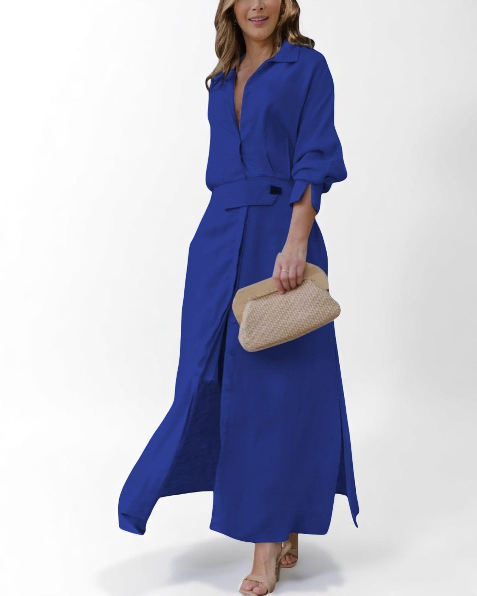 Teodora-Iris Elegantes Kleid mit Hemd und Gürtel