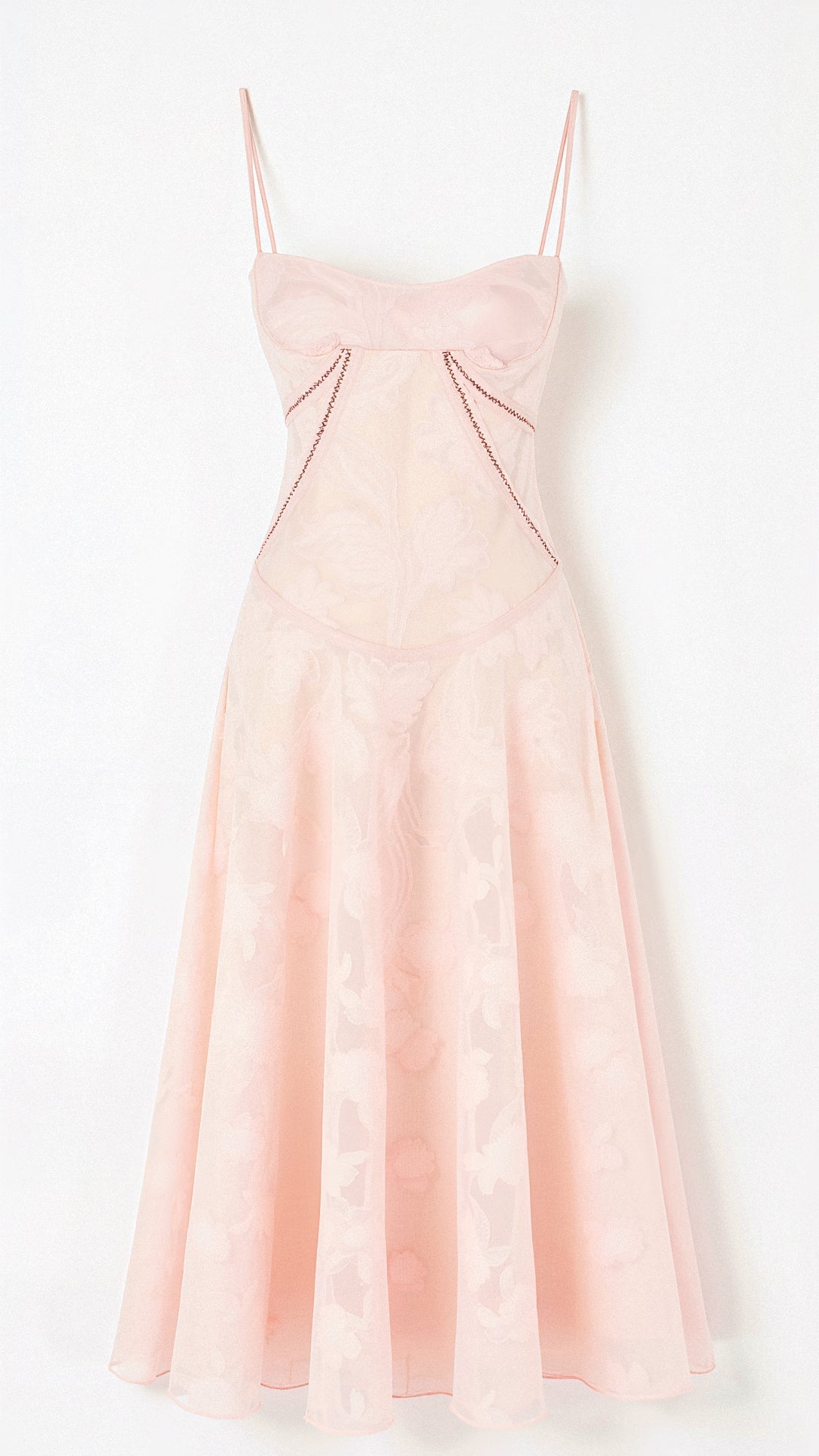 Garbiela Maxikleid mit feinen Trägern und floralen Details