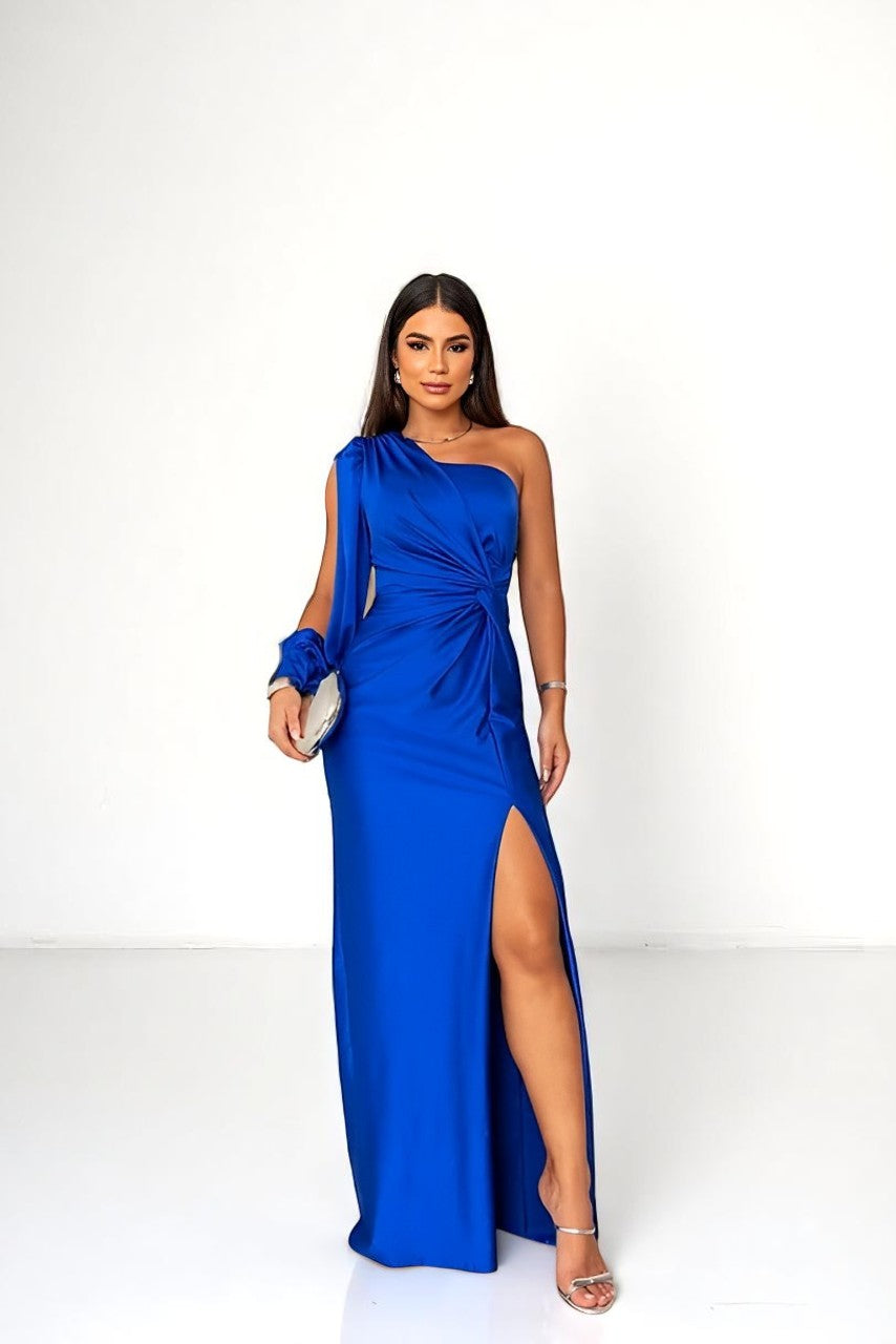 Misea Elegantes Maxikleid aus Satin mit einem Schulterträger