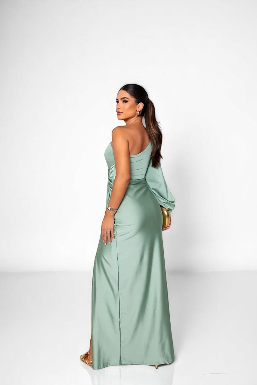 Misea Elegantes Maxikleid aus Satin mit einem Schulterträger